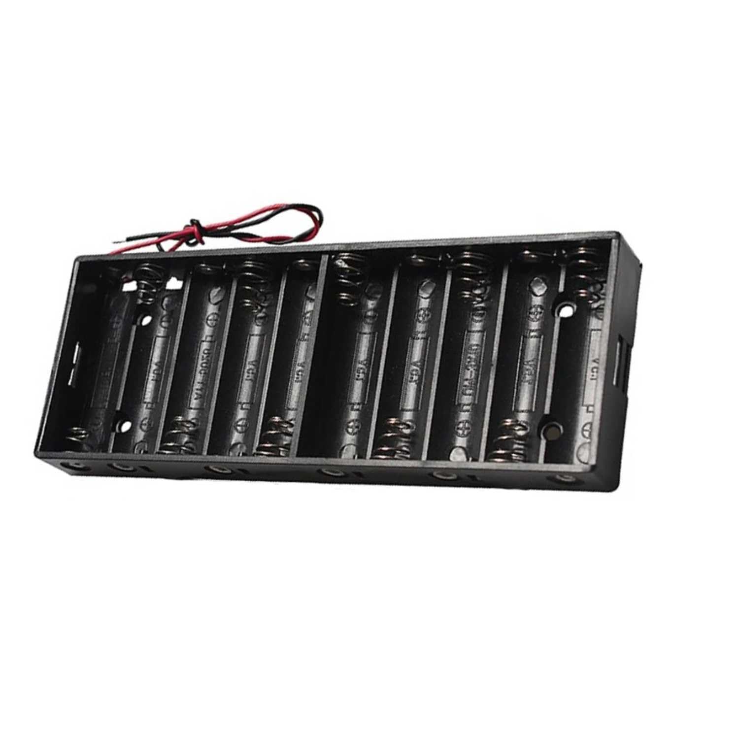 SOLDOUT AA Size Battery Organizer Plastic Storage Batteries Holder Case Box with Leads (10 Slot)