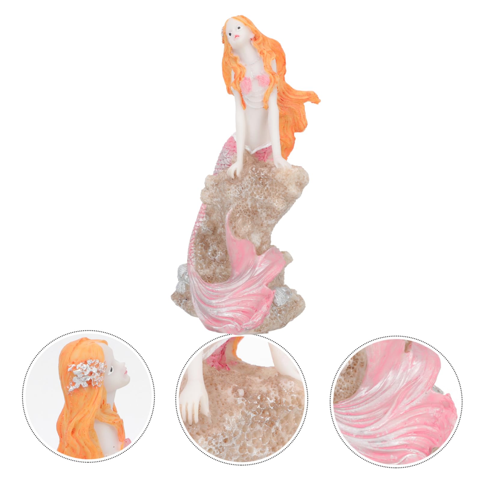 Cabilock 2 Piezas Decoración De Sirena Decoración De Peces Adorno De Mesa Accesorios para Peceras Adorno De Paisajismo De Sirena Falsa Adorno De Sirena Tanque De Peces Rosa Resina