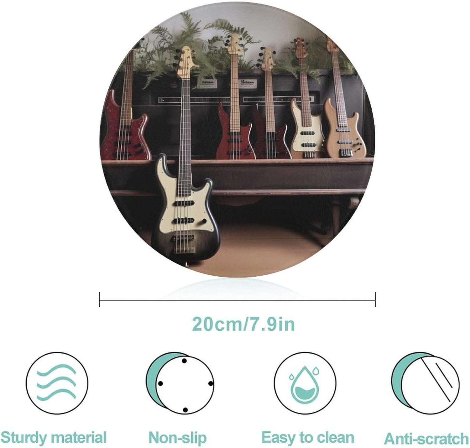 Guitar Bass Music 8" Tempered Glass Cutting Board for Kitchen