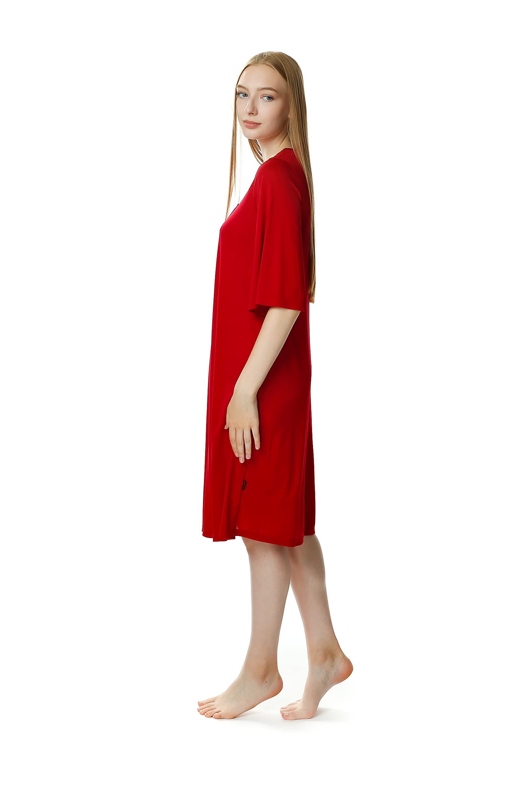 Mewa DAGMARA - Camisón de Mujer, con Mangas 3/4, cómodo al Tacto, Transpirable, Escote de Encaje