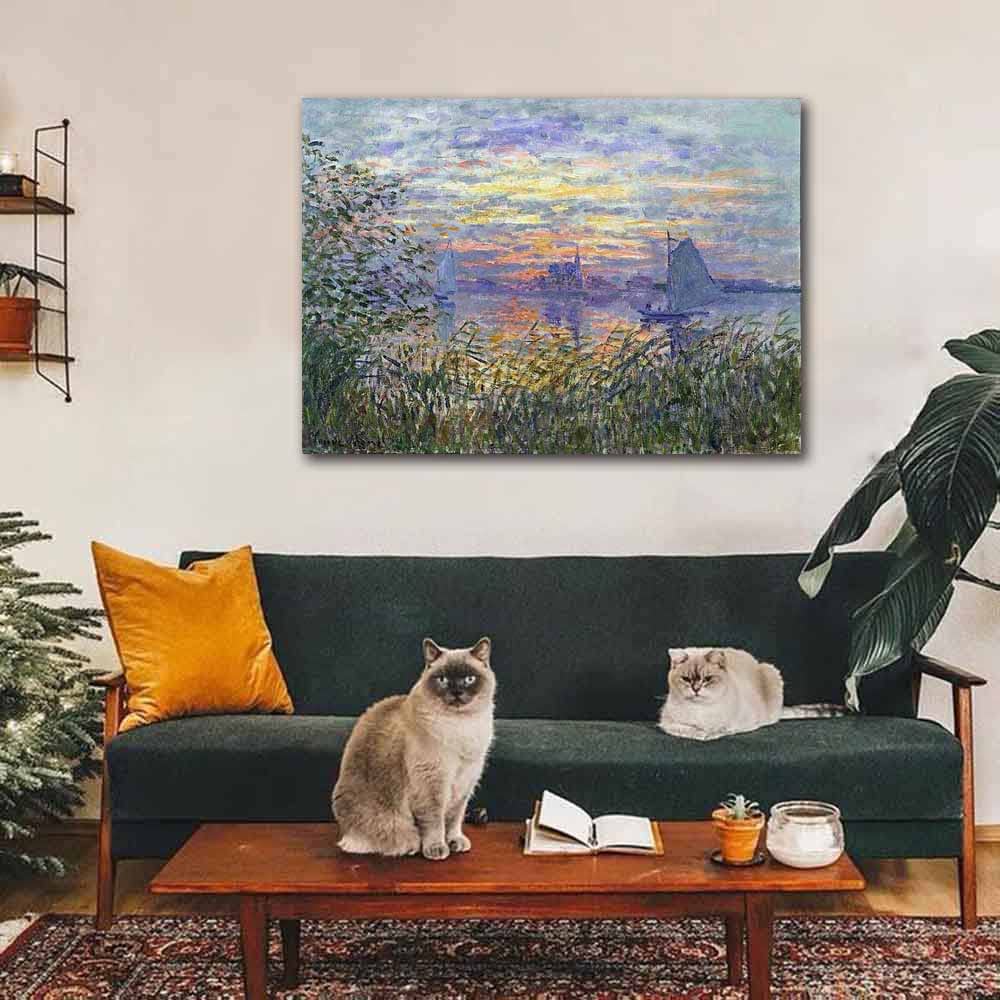 Amazon.co.jp: クロード・モネ-Sunset on the Seine 絵画 インテリア