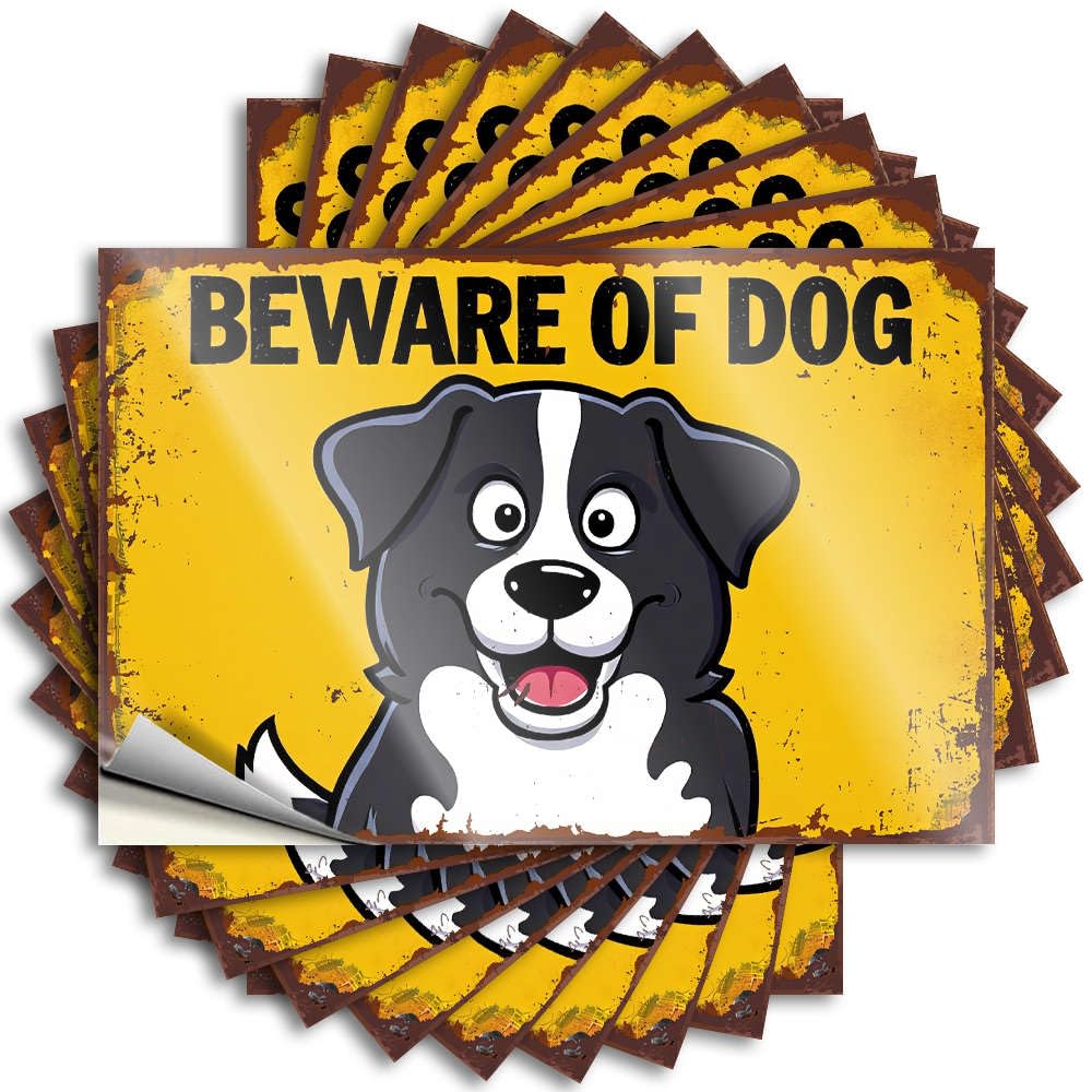 Stuff for Boys Room Stickers - Girly Gamer Laptop Beware of Dog Sign with Cartoon Dog(12X18CM)