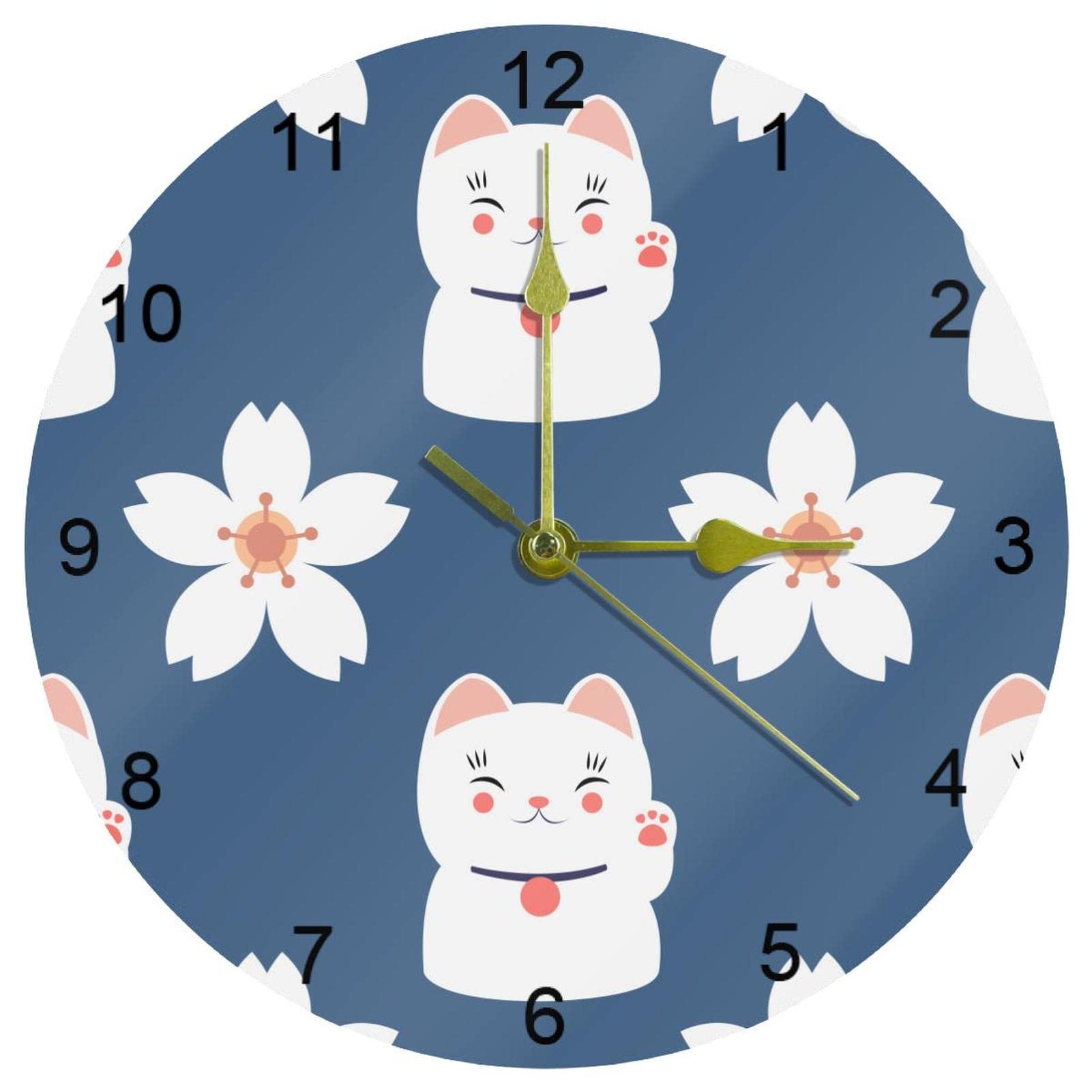 Horloge murale silencieuse chat 25 cm à chiffres arabes