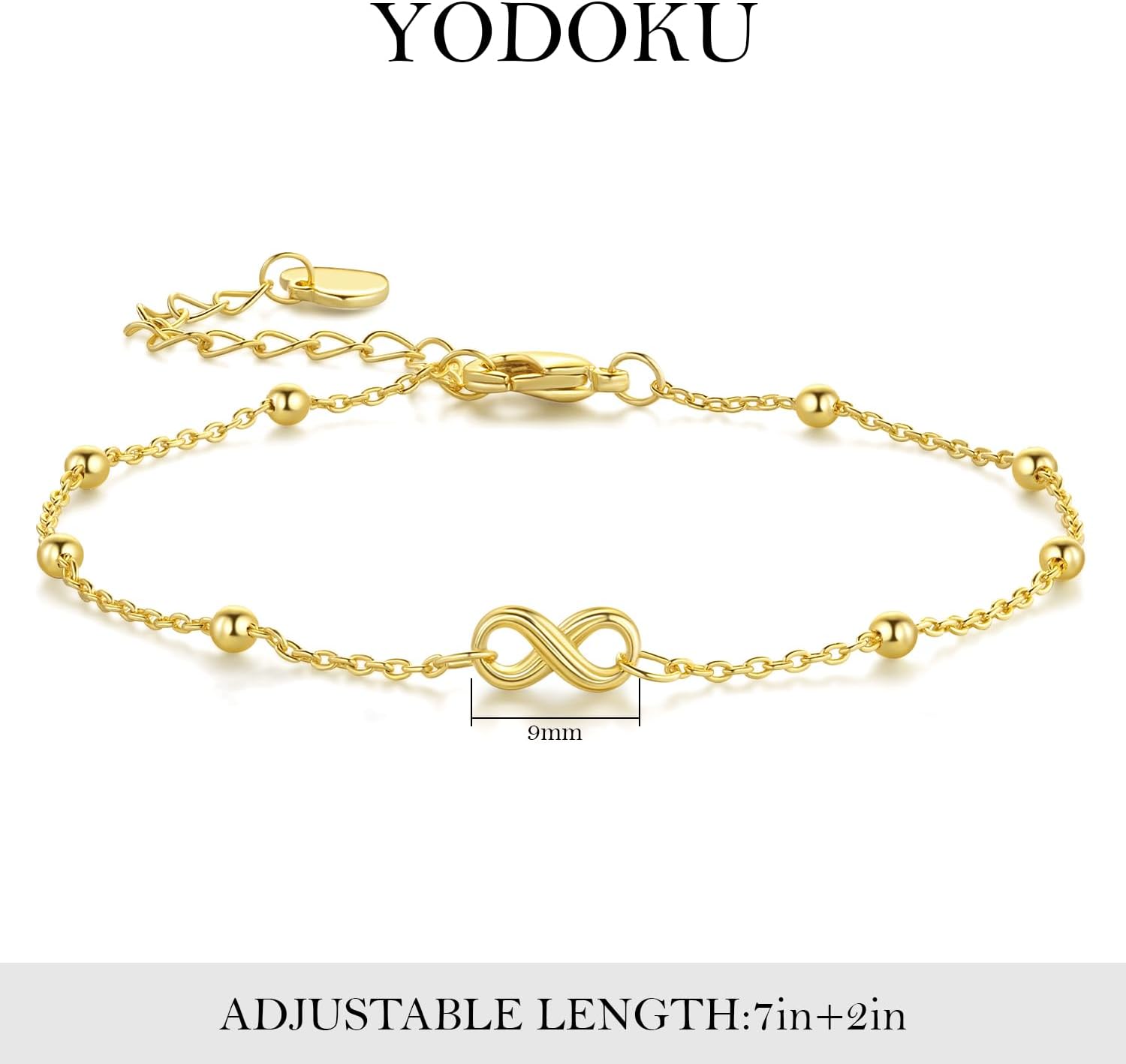 Gold Bracelets for Women 14K Gold Bracelets for Women Infinity Bracelet for Womens Full of Artistic Flair with Infinity Symbol Beaded Chain Bracelet for Womens - Image 6