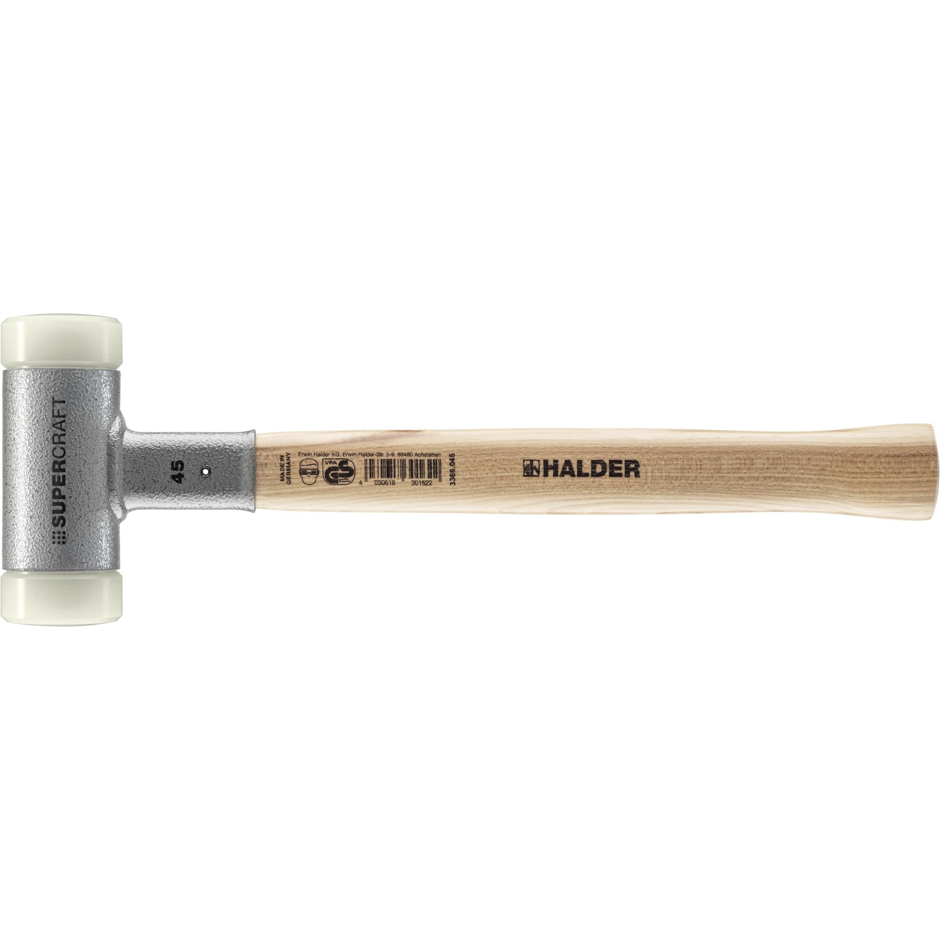 Halder 3366045 Nylon Mallet with Vibration-Reducing, Multi-Colour, 45 mm