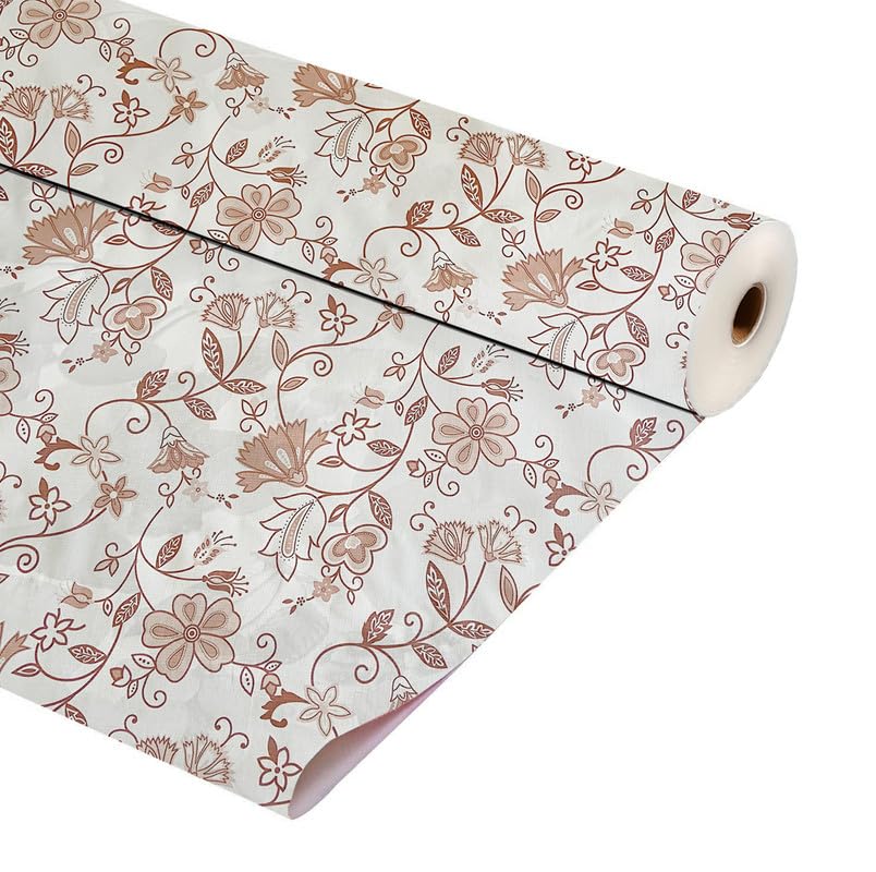 Image of Anti-Slip Kitchen Shelf Liner - 5 Meter Roll, Waterproof Multipurpose Mat for Fridge, Cabinet, Drawer, Trolley & Bathroom - Easy to Cut Floral Blue Print (Gold)