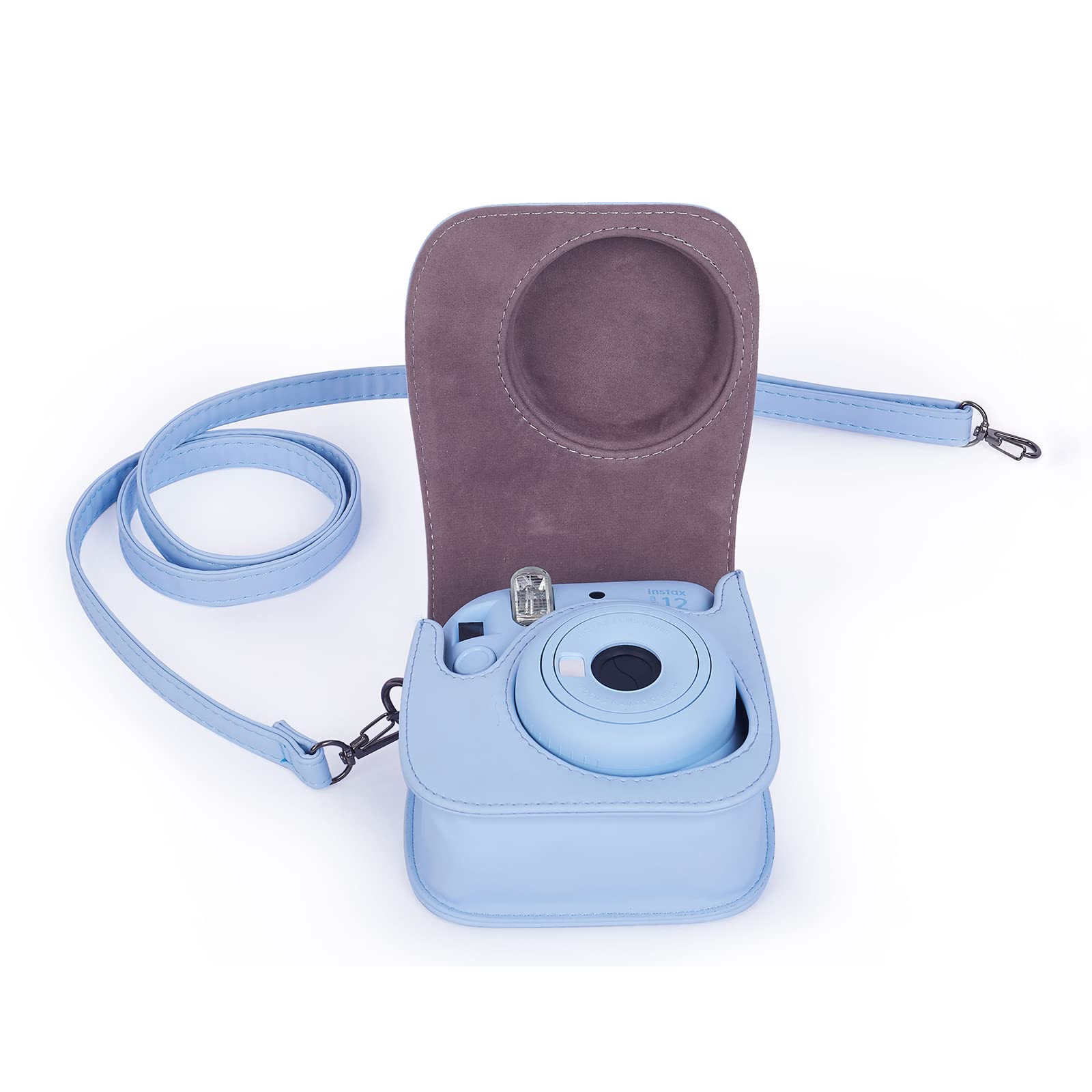 Custodia Per Fujifilm Instax Mini 12 - Borsa In Pelle Con Tracolla E Album Foto, Blu - Foto 12