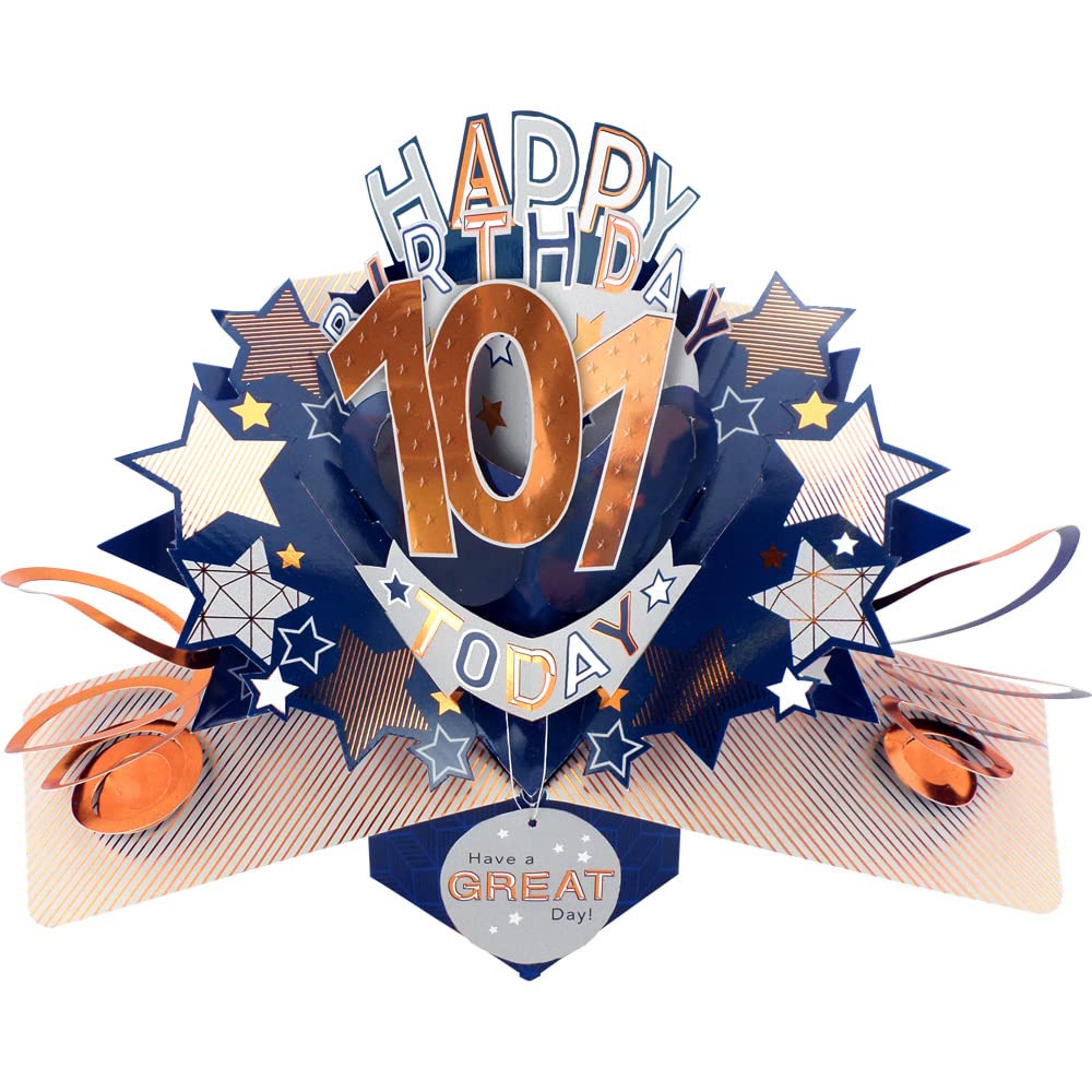 Happy 101st Birthday 101 Today Pop-Up Greeting Card Love Kate's Pop Up Cards Him POP204MC101
