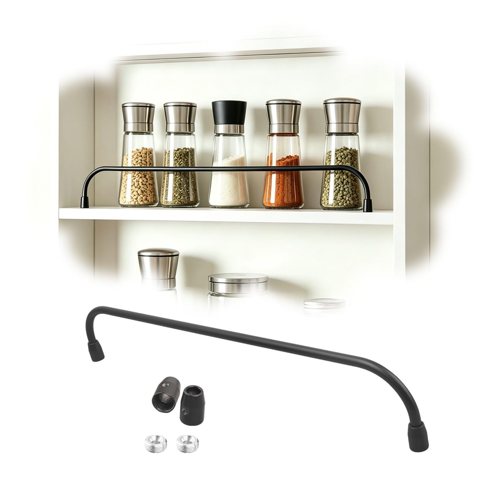 Lxlzyxsf 1Pc Anti-Fall Pantry Shelf Guard Bar, Wooden Cabinet Metal Railing For Kitchen Storage, Open Gallery Guardrail With Screw 1/2/3 Pcs(,42In/106Cm)