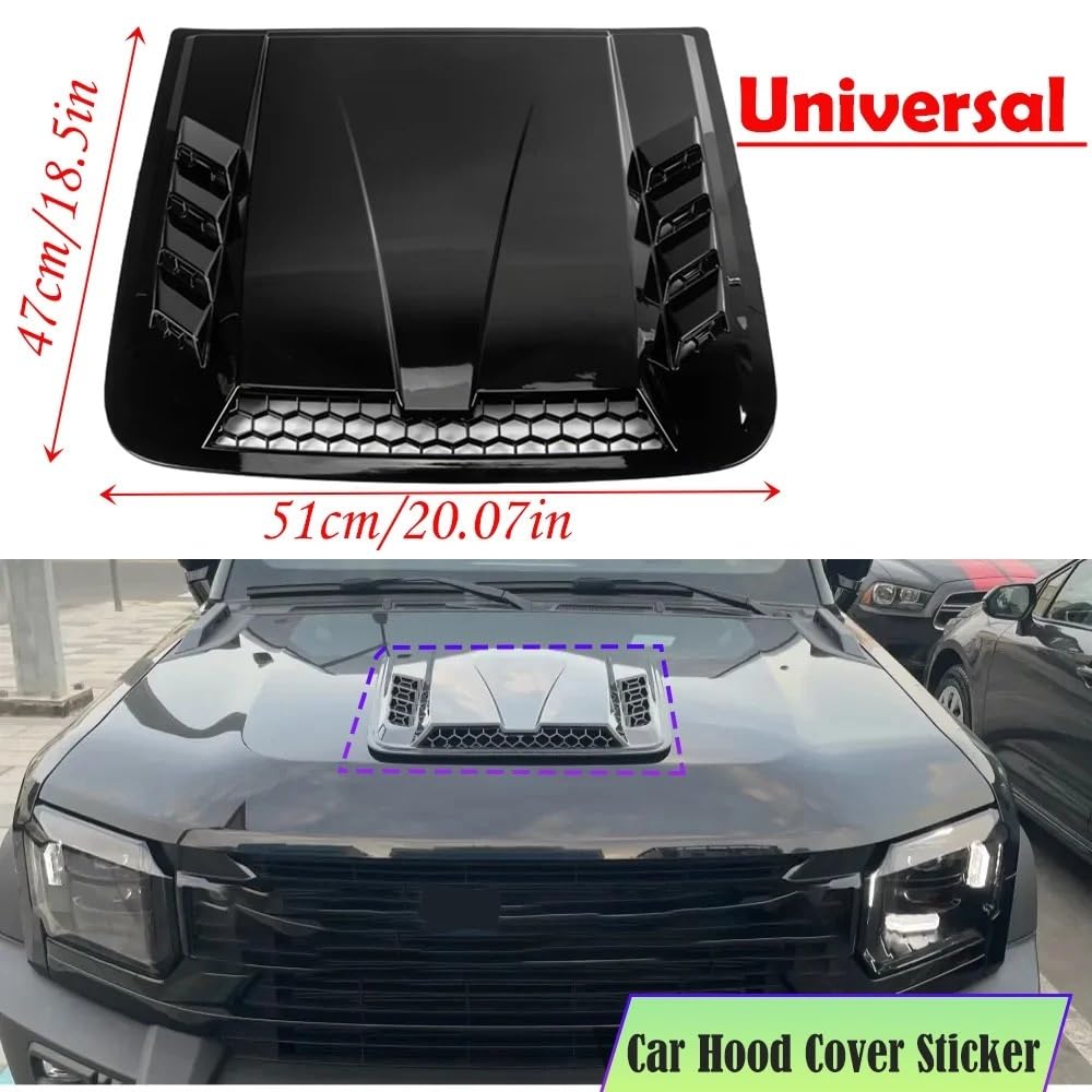 Car hood trim cover Accessorio decorativo auto nero lucido, accessorio universale copertura cofano motore anteriore, presa d'aria
