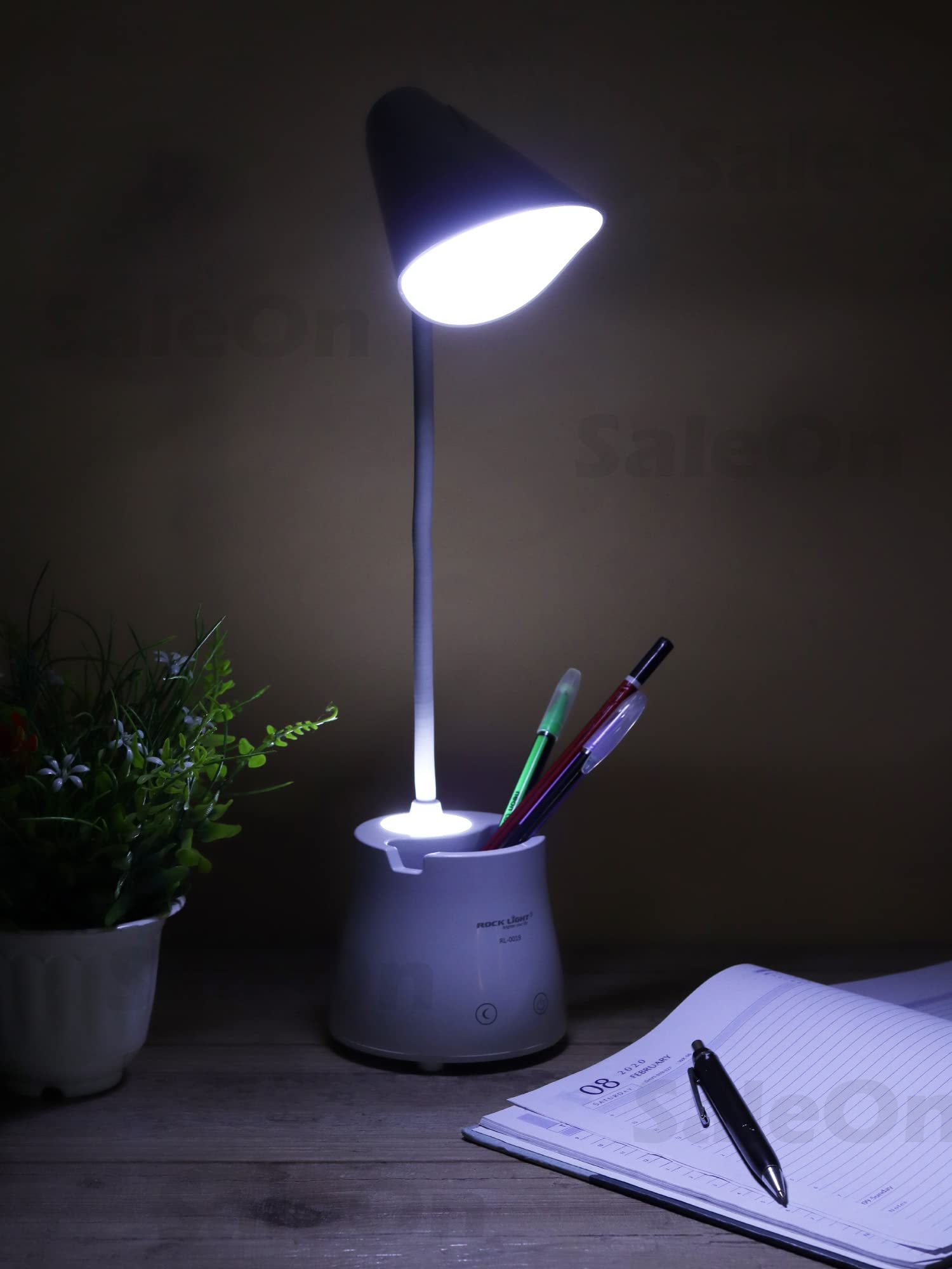 SaleOn Rechargeable Desk Light, Desk Lamp, Table Light, LED Lamp Touch On Off Switch, Study Lamp, Dual Led Lamp with Mobile & Stationary Holder & Eye Protection - White -Pack of 1