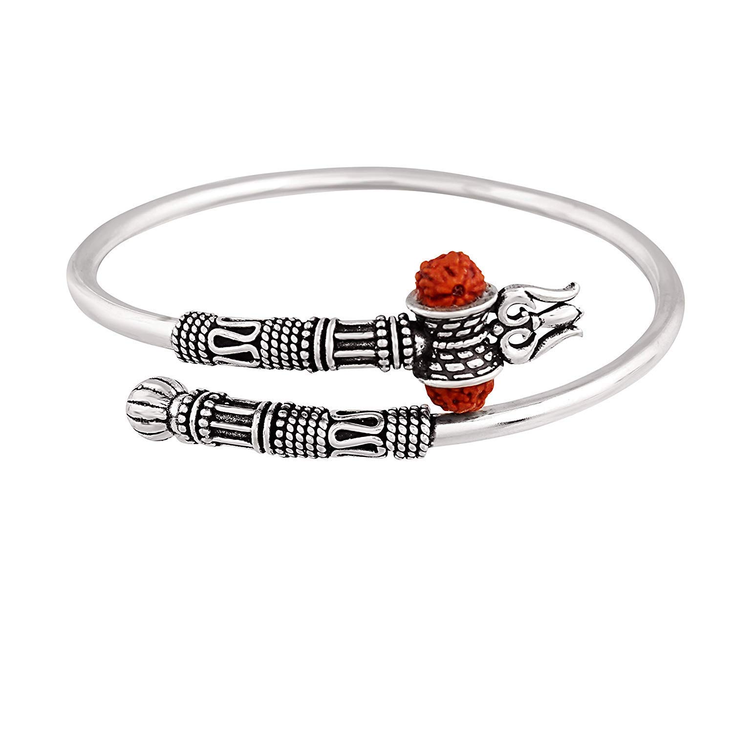 Parnika 925 Shiva Trishul Oxidised Finish Silver Kada Silver Bangle Studded with Rudraksha in Pure 92.5 Sterling Silver for Men & Women (B08HKR5QHC) Amazon Price History, Amazon Price Tracker