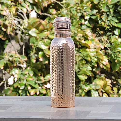 HealthGoodsIn - Traveller's Pure Copper (99.74%) Hammered Water Bottle for Ayurvedic Health Benefits Holds 950 Ml (32.12 US Fluid Ounce) Water | Joint Free, Leak Proof - Thumbnail 5