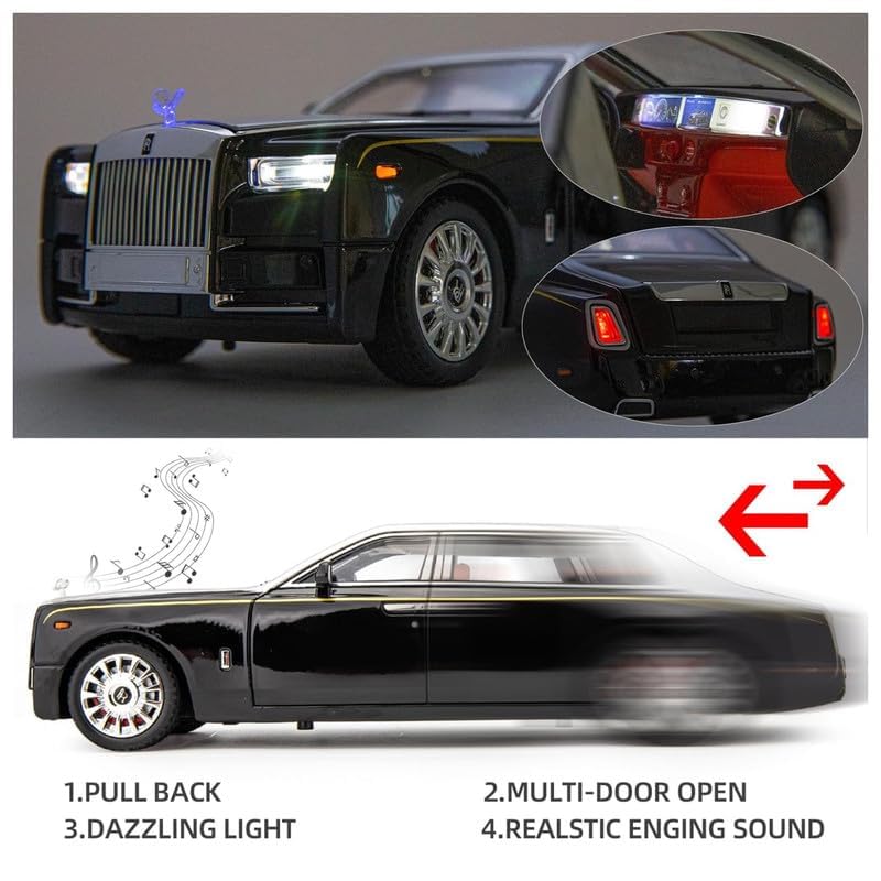 Image of 1:18 【Large】 Rolls-Royce Phantom Car Toy Metal Pull Back Diecast Car with Openable Door and Sound Light, Gifts Toys for Kids【 Colors as Per Stock 】