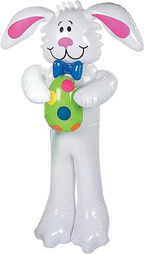 Conejo de pascua inflable grande (5 1/2 pies de altura), huevo de pascua, decoraciones y suministros para fiestas