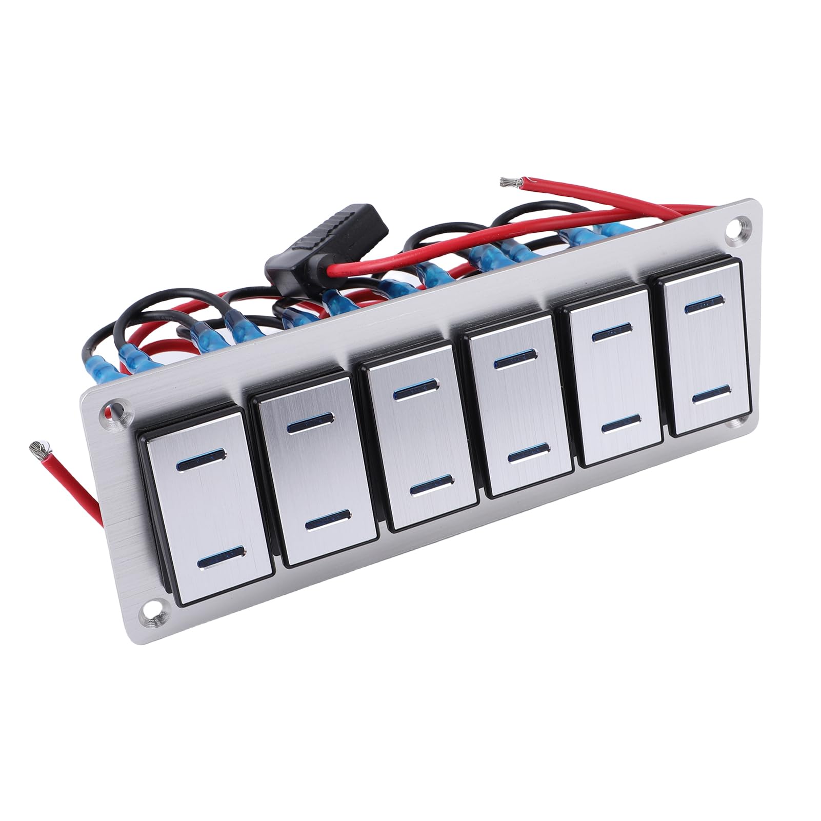 6 Gang Switch Panel, Aluminiowy Przełącznik Łopatkowy, 12V 24V,