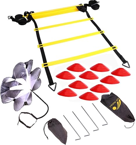 emlovosy Speed Footaball Agility Escalera Equipo de Entrenamiento Set con Resistencia Chute