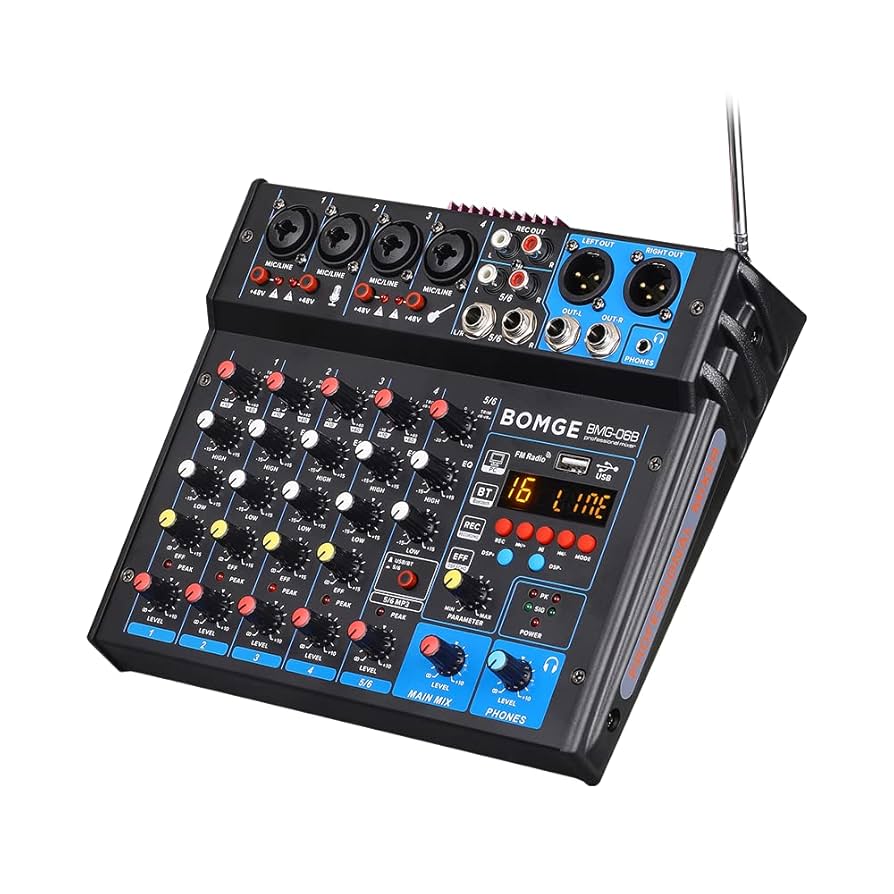 Amazon.com: BOMGE 6 Channel dj powered audio sound mixer