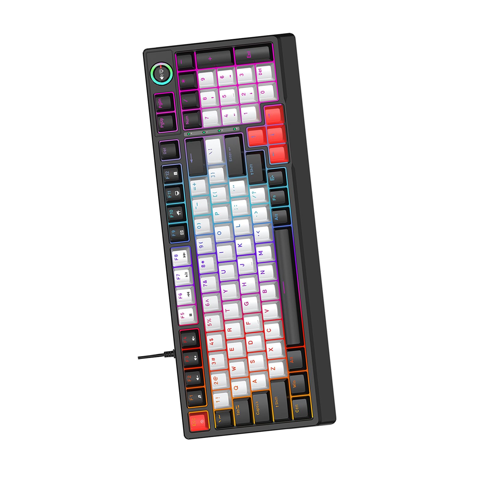 Generic Klawiatura Mechaniczna z Dynamicznym Oświetleniem RGB, Ergonomiczna 98-klawiszowa Klawiatura do Gier z Niebieskim Przełącznikiem z możliwością Wymiany Podczas Pracy do Pisania w Grach