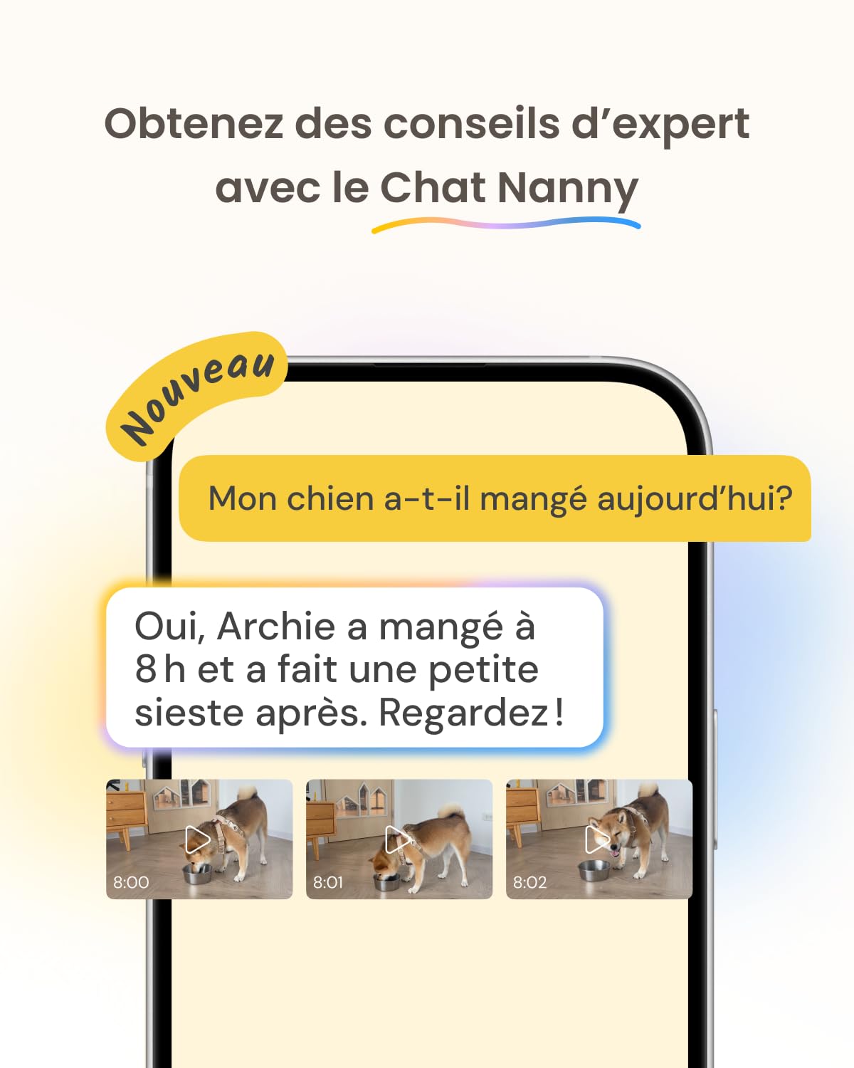Furbo Caméra pour Chien 360° HD Intelligente avec Vision Nocturne, Suivi Auto, Lancer de Friandises, Alerte Aboiement