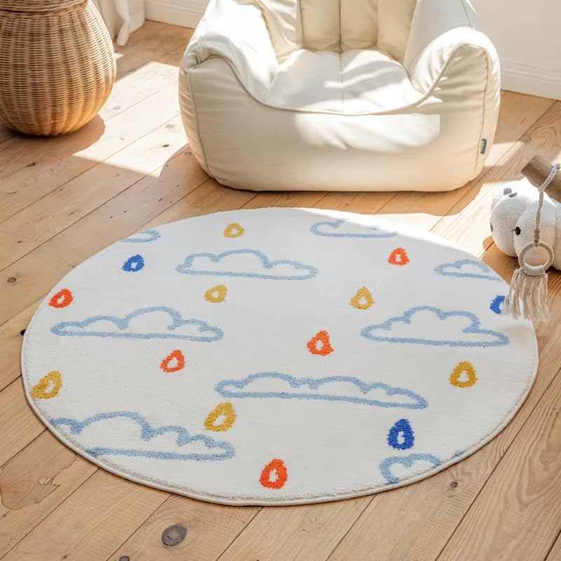 Tapis de salon à poils courts doux de 130 cm pour réchauffer le sol avec style
