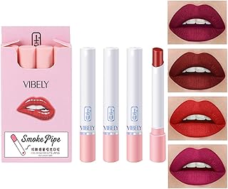 4 Pcs Little Smoke Tube Cigarettes Lipstick Matte Velvet Lipsticks Lipstick Lip Balm, Lip Stain Waterproof Matte Lipstick Set Ladies Lip Balm Long Lasting Lipstick