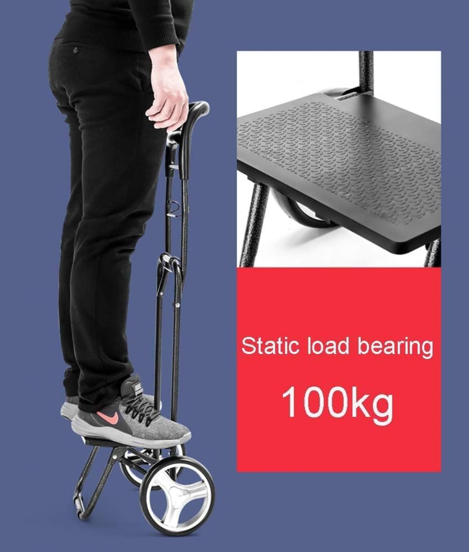 Einkaufstrolley extra faltbar, großer Einkaufstrolley, Einkaufshilfe, 70 kg belastbar, Einkaufstrolley-Gestell aus Aluminium-B