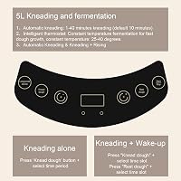 YIBAKE 5L Automata Dagasztógép Kelesztő Funkcióval - Digitális Kijelző, 25-38°C Hőmérséklet, Időzítő, Fehér Kenyérsütő Segéd Pizza Tészta Ké 5