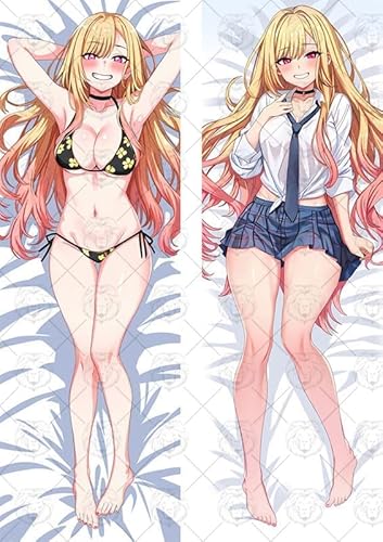Marin Kitagawa Anime Hugging Body Pillowcase Cover Dakimakura Double-Sided Short Floss Pillow Cover Case(59in X 19.7in) 01 (A)