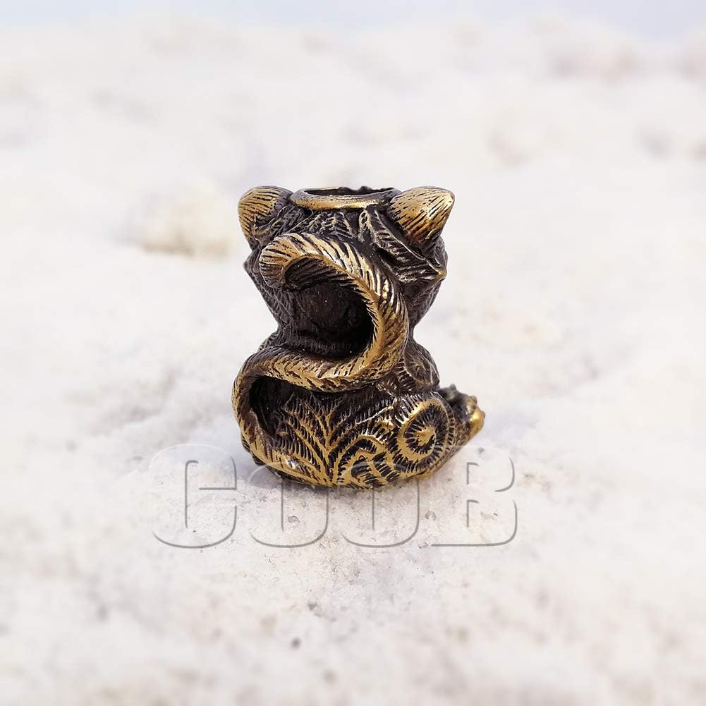 СooB EDC Paracord Bead, Knife Lanyard Bead, Beard Bead, Charm Movie Collection. Metal Hand-Casted Paracord Beads Pendants for Paracord Lanyards Bracelets 1Pcs/Lot (Cat Bronze)