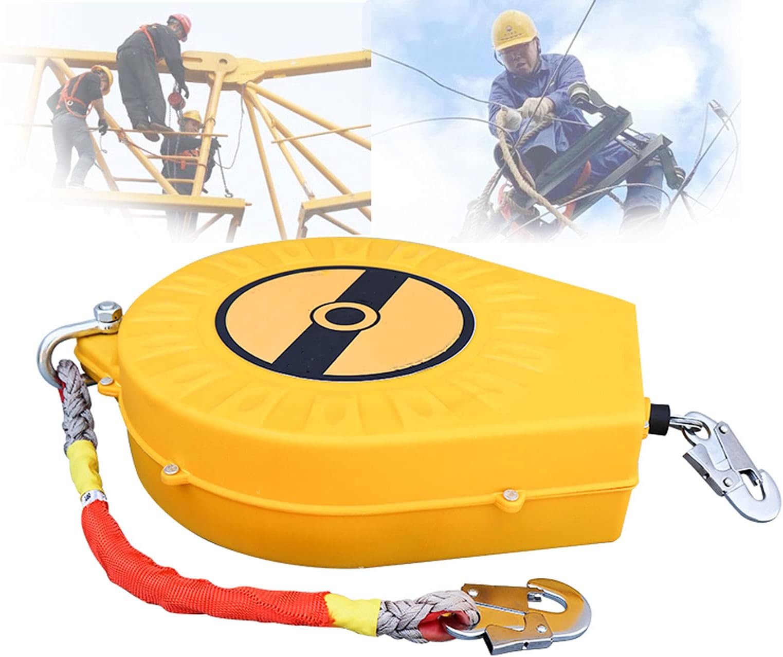Self Retracting Lifeline, Double Locking Structure Fall Protection Lanyard with Self Locking Hook, 3-20m Height Safety Fall Arrest Equipment for Aerial Work Roofing Construction Mining, Load:150kg