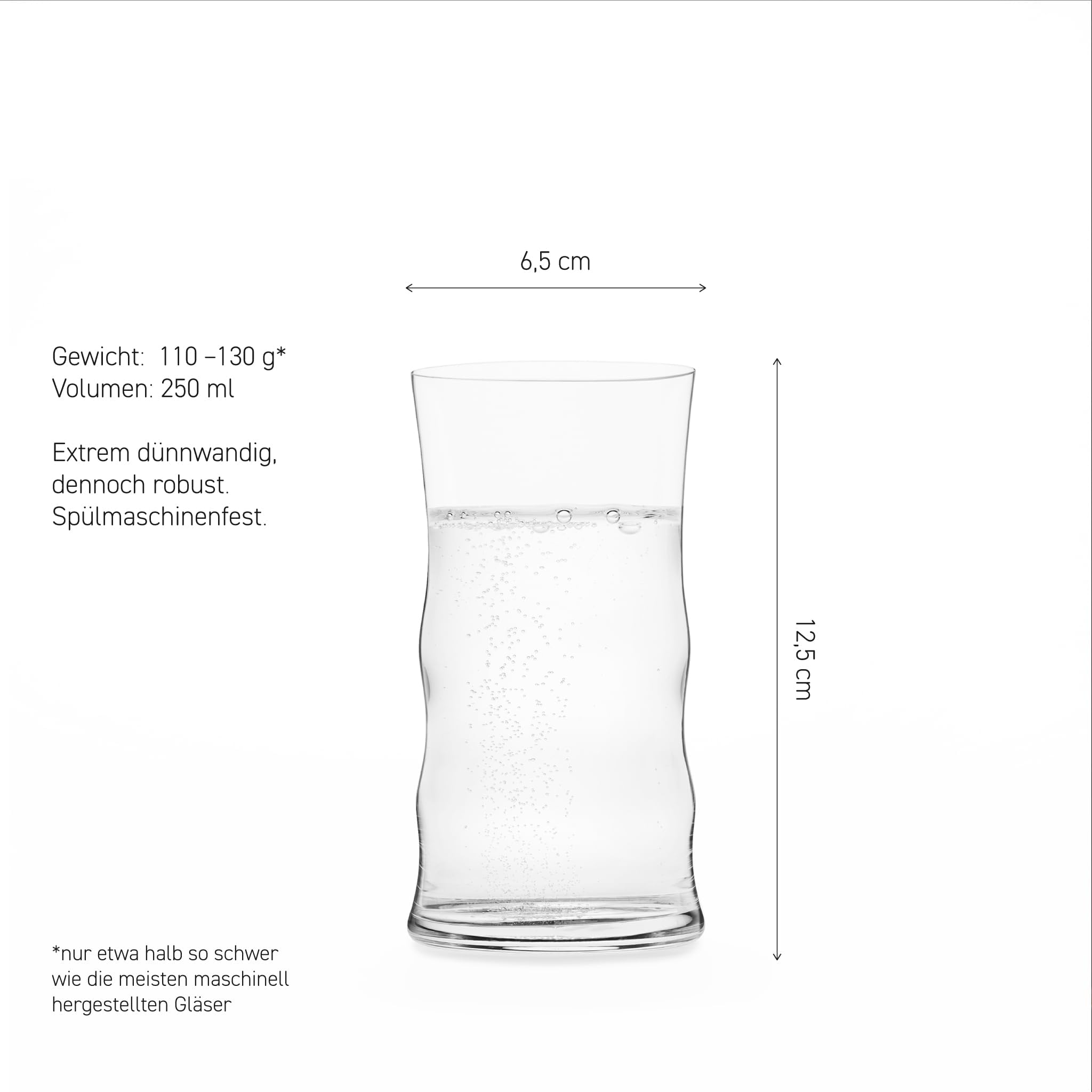 Josephinenhütte® JOSEPHINE N°5 Wassergläser [DAS GLAS FÜR GENIESSER] - handgefertigt & mundgeblasen - 6er Set (250ml) - filigrane Eleganz für höchste Ansprüche