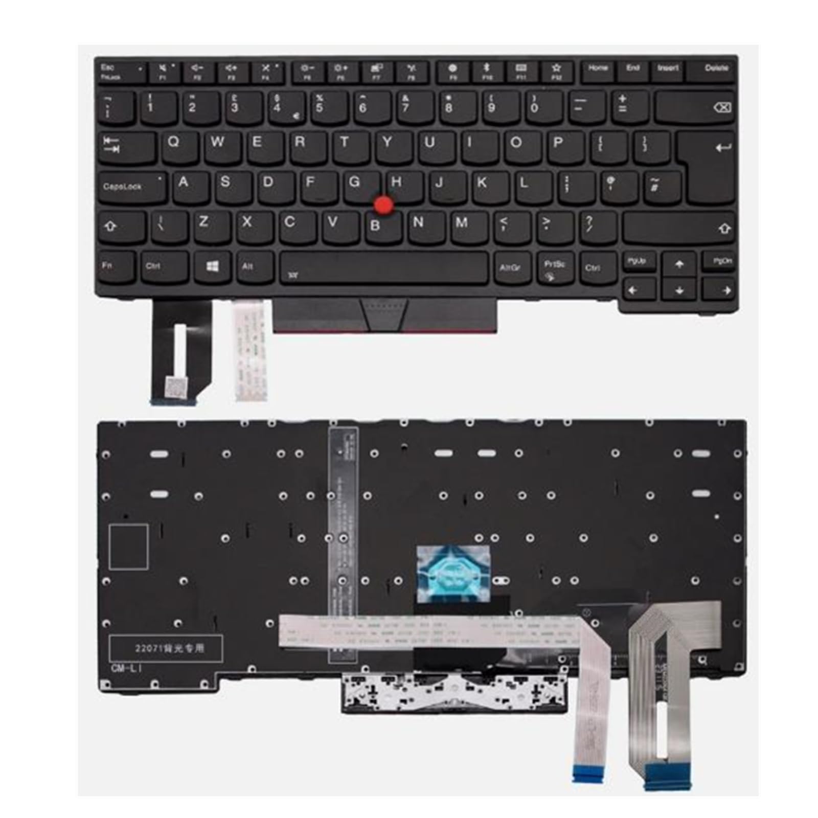 Clavier PC portable Lenovo Thinkpad E495 noir touches UK bloquées - 2