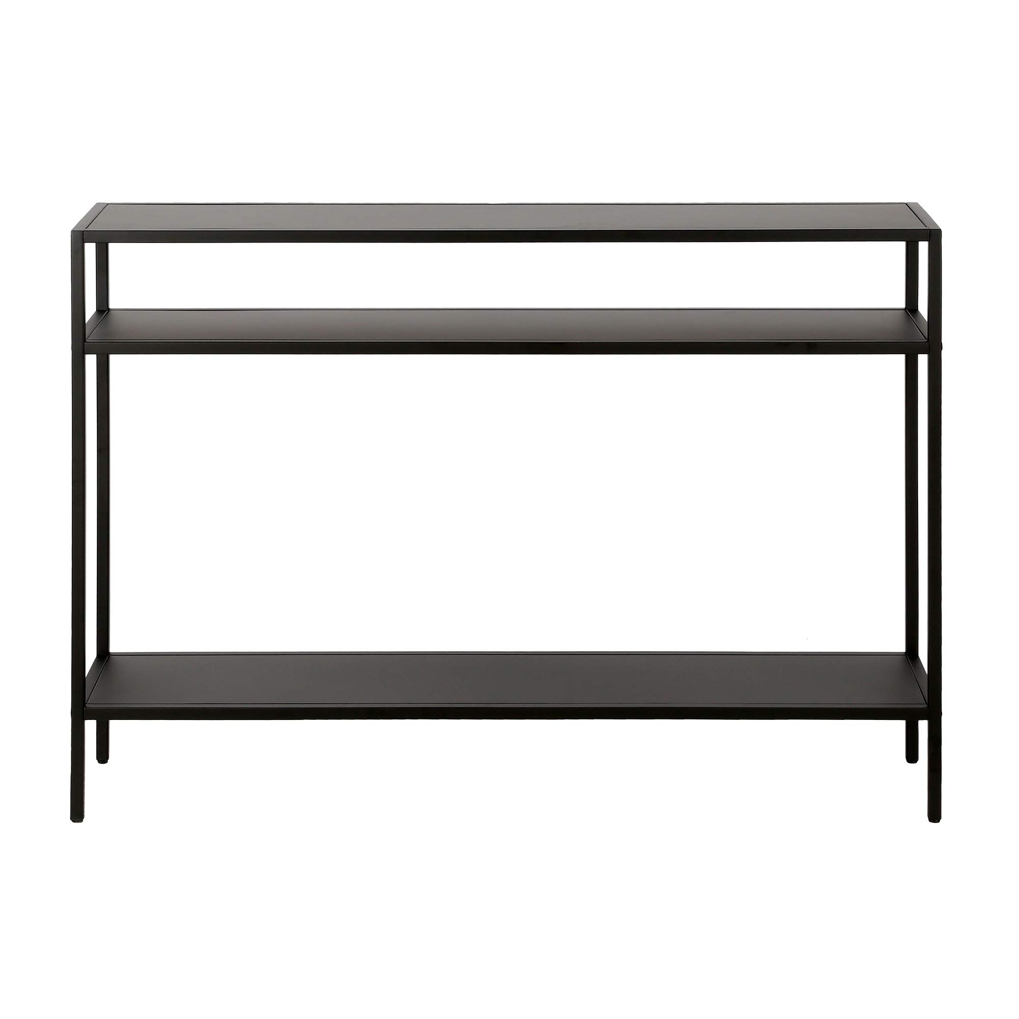 Henn&Hart 42" Wide Rectangular Console Table with Metal Shelves in Blackened Bronze, Entryway Table, Accent Table for Living Room, Hallway