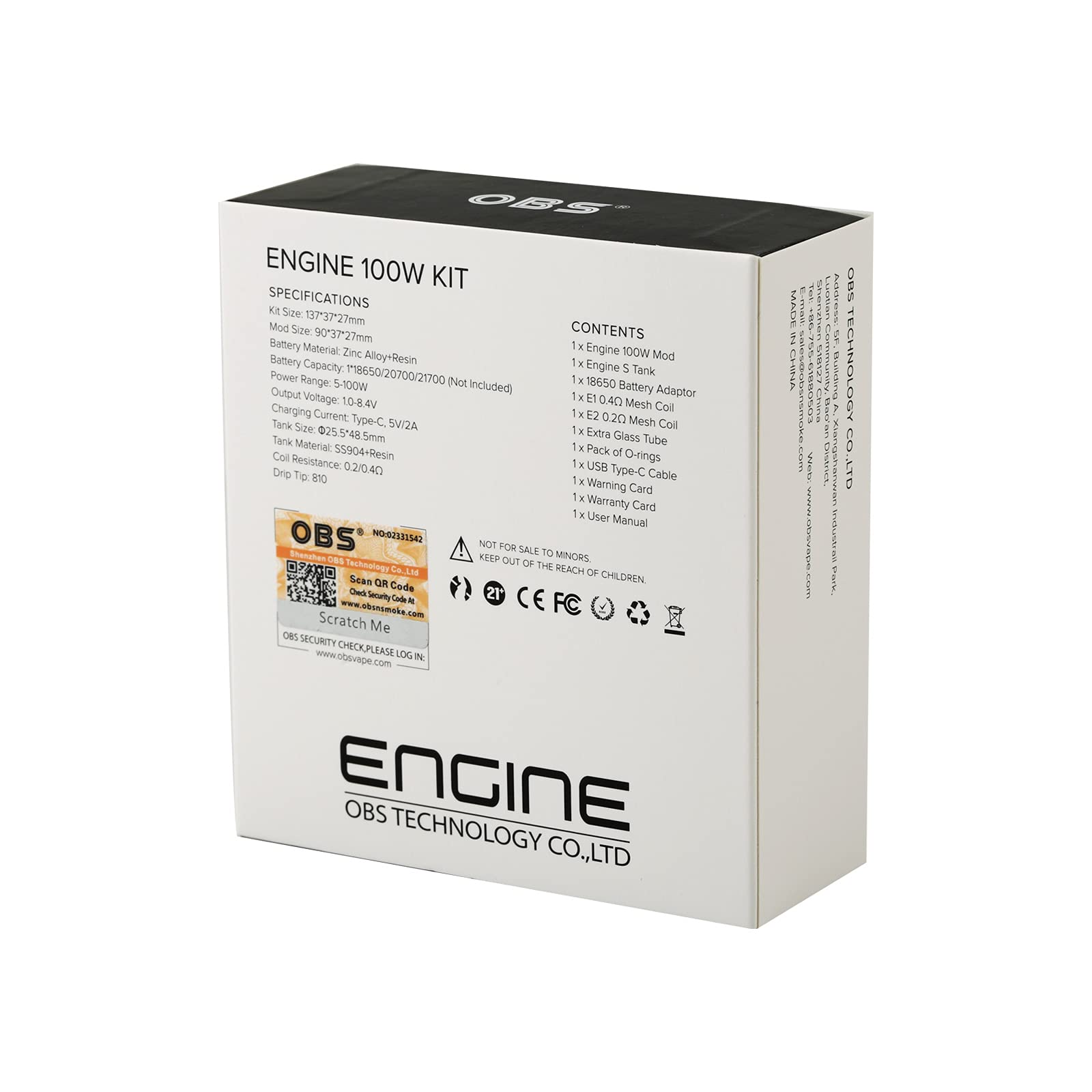 obs engine 100w box mod Obs Engine 100w Box Mod OBS ENGINE 100W Box Kit 6ml Nicotine and Tobacco  Free (Gunmetal