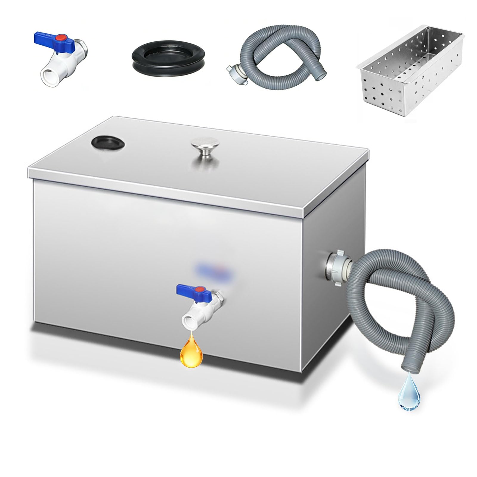 Separatore di grasso commerciale 25L, filtro acqua olio separatore per lavello da cucina casa ristorante cantina