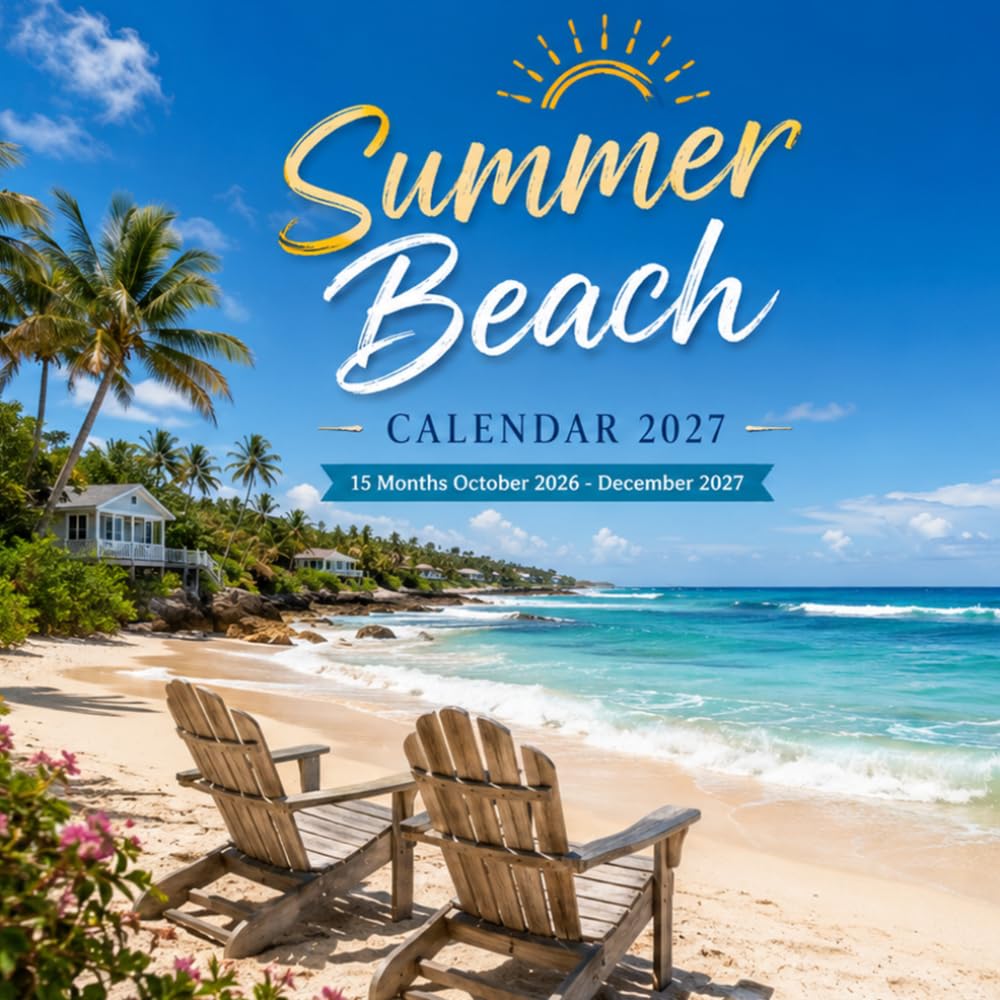 Summer Beach Calendar 2027: 15-Month October 2026 – December 27 | Stunning Beach Photography