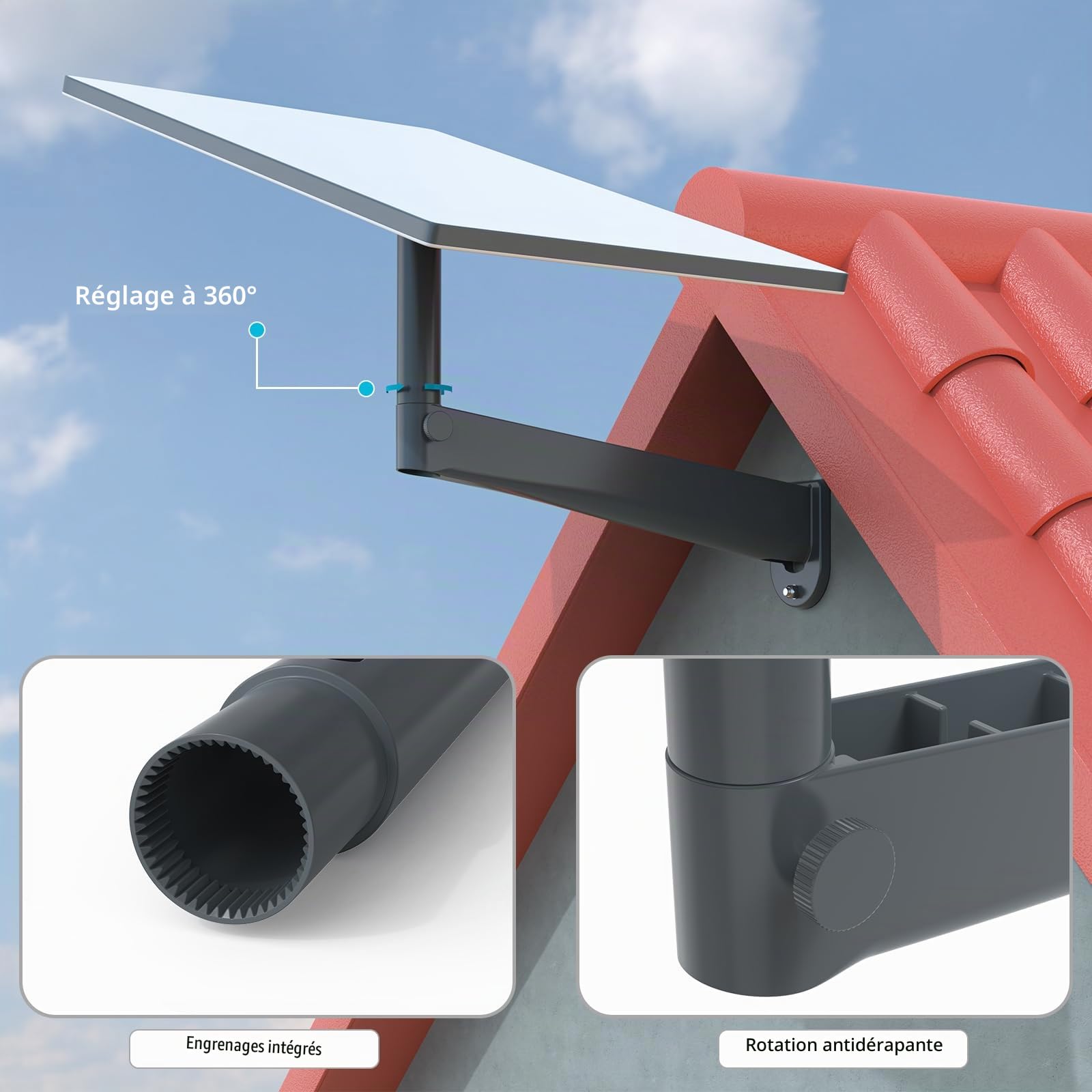HOLACA Support amélioré pour Starlink Gen 3/Mini - Réglable Long Montage Mural avec Kit de Montage pour Internet Kit Satellite