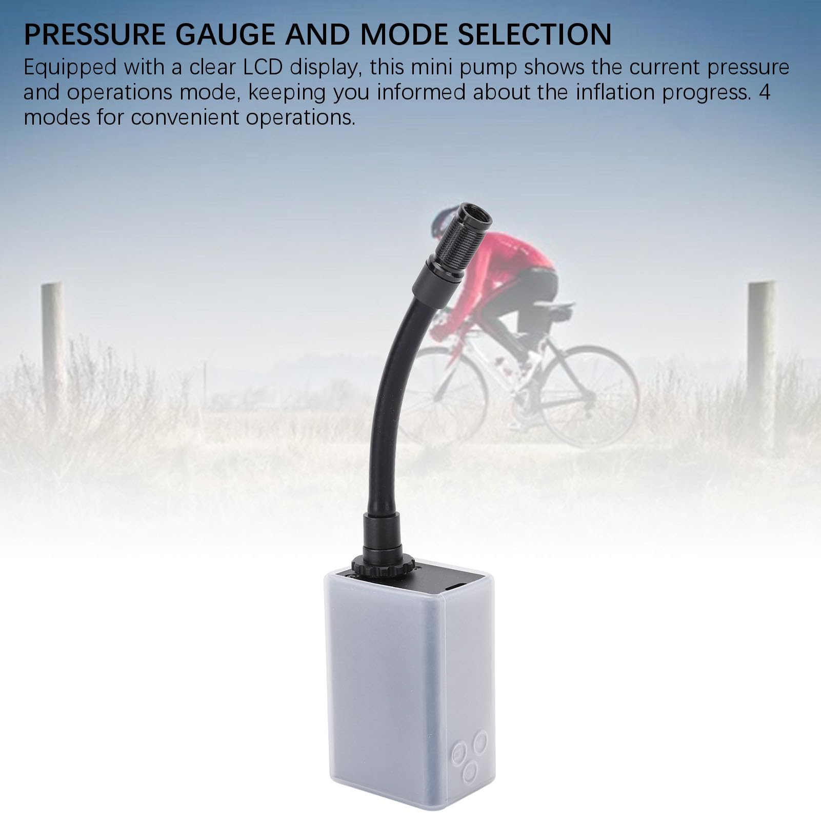 Mini Pompa per Bici, Pompa per Aria da Bici Elettrica 120psi, Display LCD, 4 modalità, Inflazione Rapida, Valvole, Sacchetto di Stoccaggio, Compatto, Leggero e Portatile
