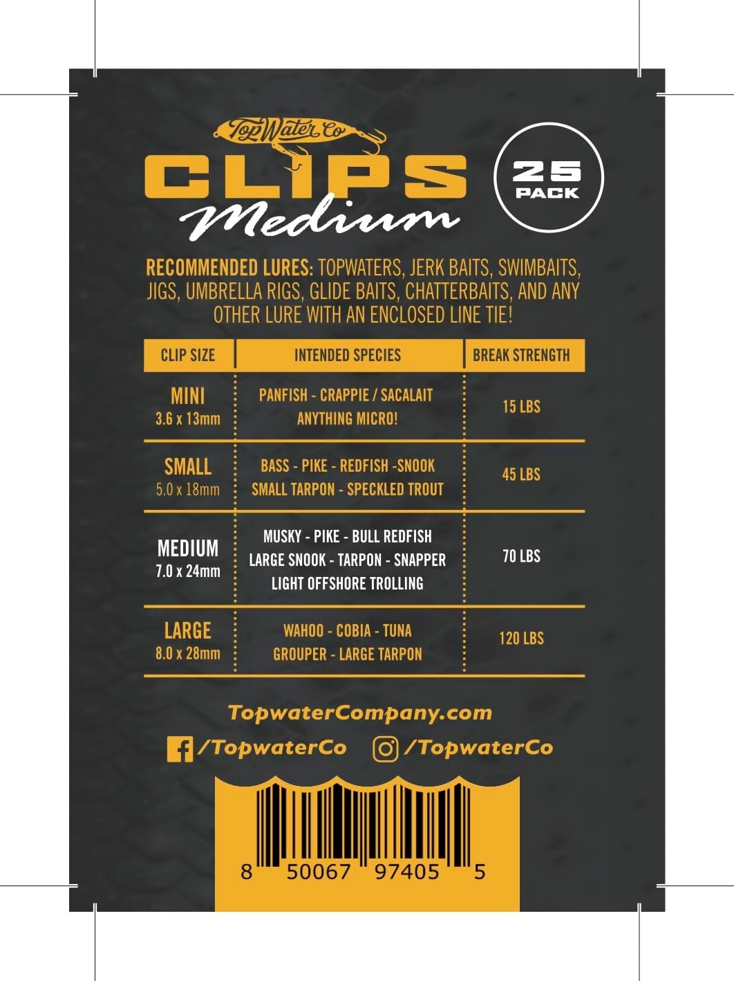 Top Water Co. Fishing Speed Clips - Durable Stainless Steel, Fast Lure Connector (Multiple Sizes)