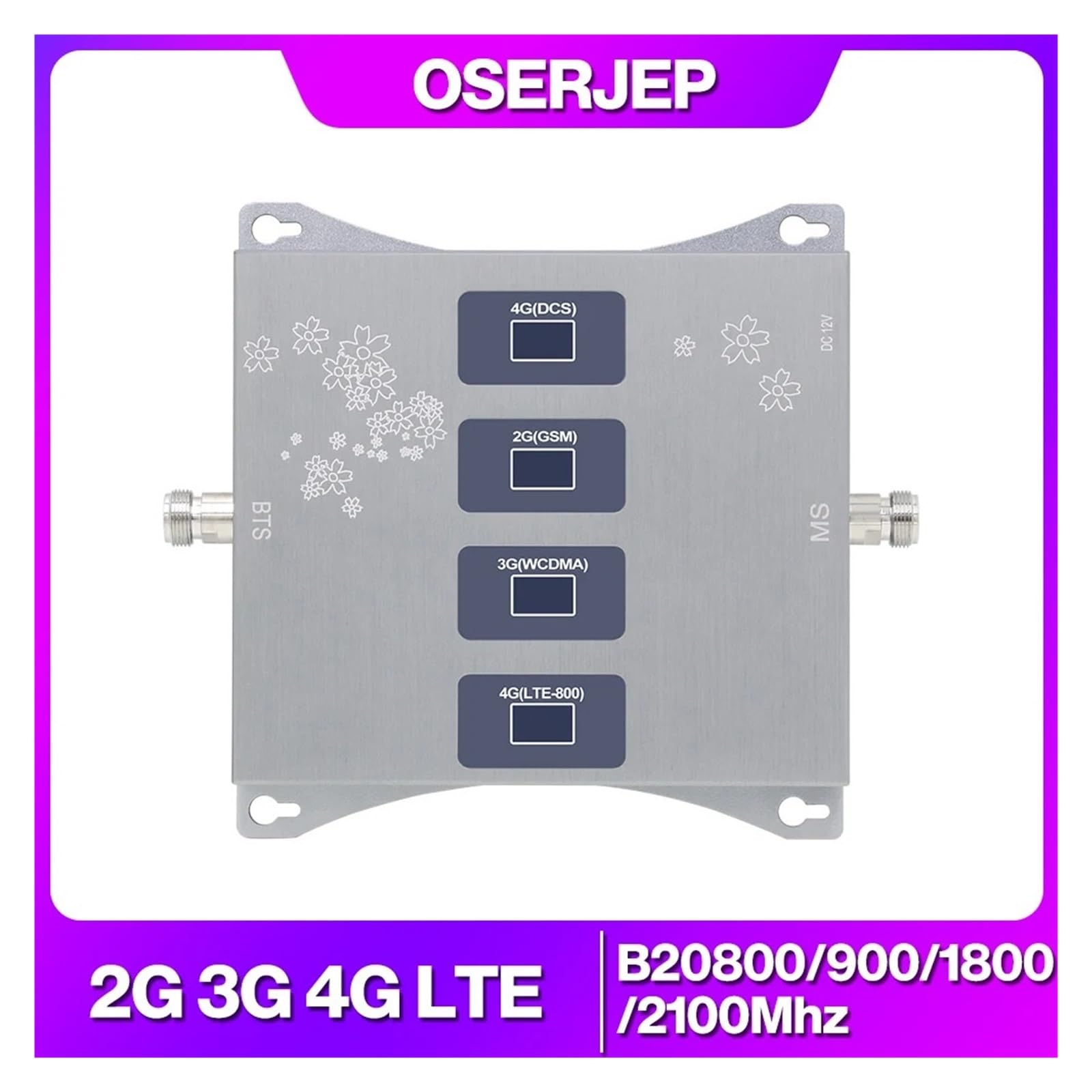 Répéteur De Signal 4 Bandes 2G 3G 4G LTE 800/900/1800/2100 MHz, Amplificateur Cellulaire, Mobile, Bande 20/8/1/3 GSM DC Facile Large Compatibilité
