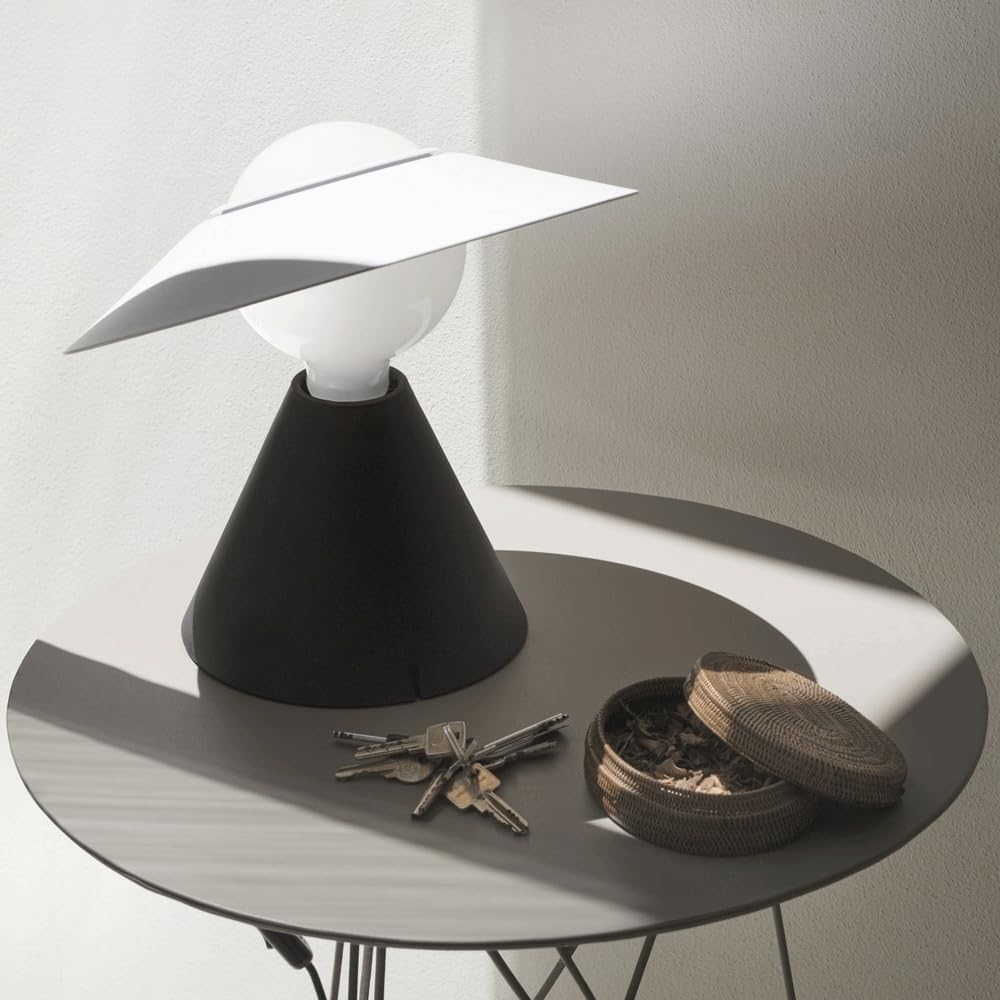 Lampada da scrivania in metallo, per camera da letto, dormitorio, appartamento, hotel, ufficio (bianco + nero)