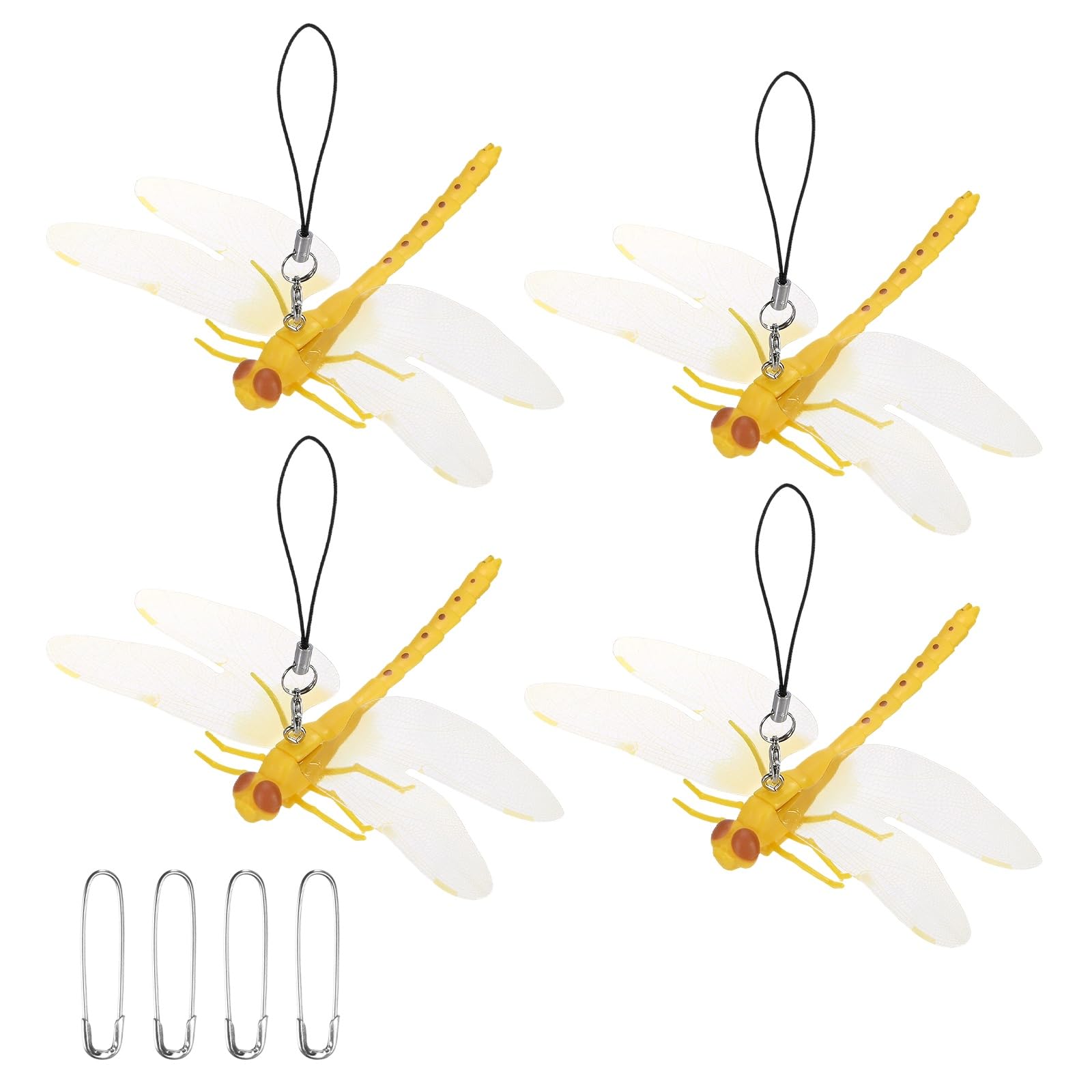 M METERXITY 4 PCS Dragonfly Clips 5.51" x 3.54" 3D Plastic, Yellow — image 1