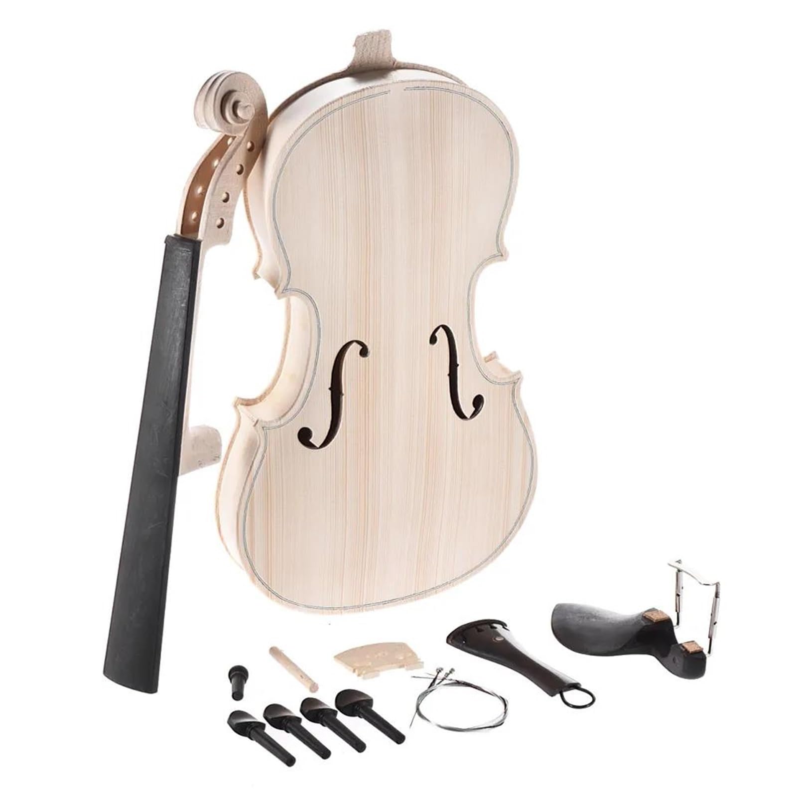 Kit Di Violino A Grandezza Naturale 4/4 Fai Da Te Fatto A Mano Violino Acustico In Legno Massello Naturale Con Pannello In Abete Rosso E Fondo In Acero(Ebony)