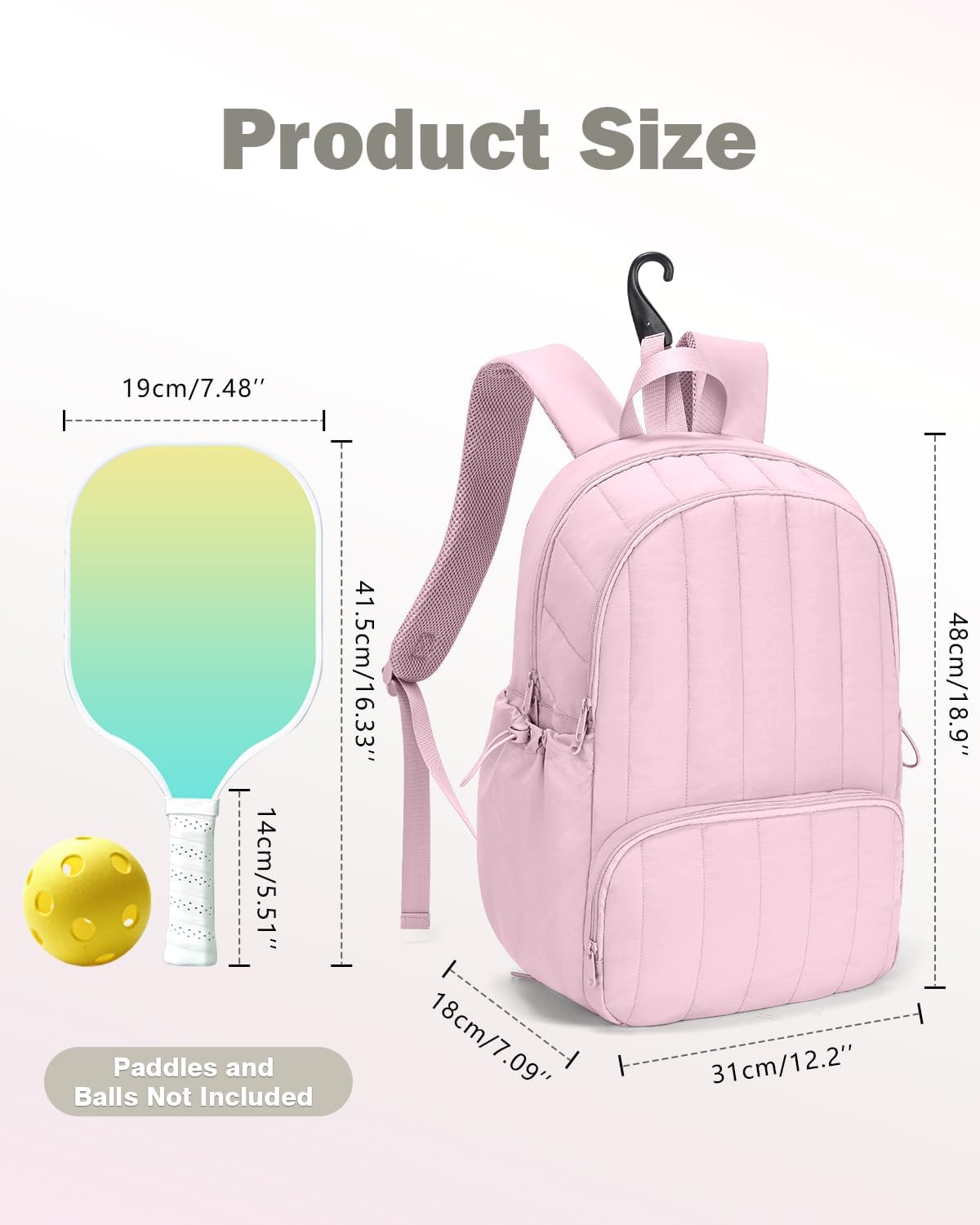 Pickleball Bag, Pickleball Backpack with Shoe Compartment and Paddle Slots, Large Sports Gym Backpack with Wet Pocket