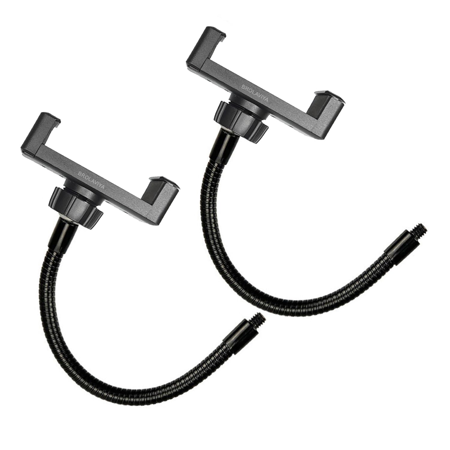 BROLAVIYA 2 Pcs Flexible Hose Mobile Phone Gooseneck Clip with 1/4 Male Thread for LED Ring Light BROLAVIYA 2 Pcs Flexible Hose Mobile Phone Gooseneck Clip with 1/4 Male Thread for LED Ring Light