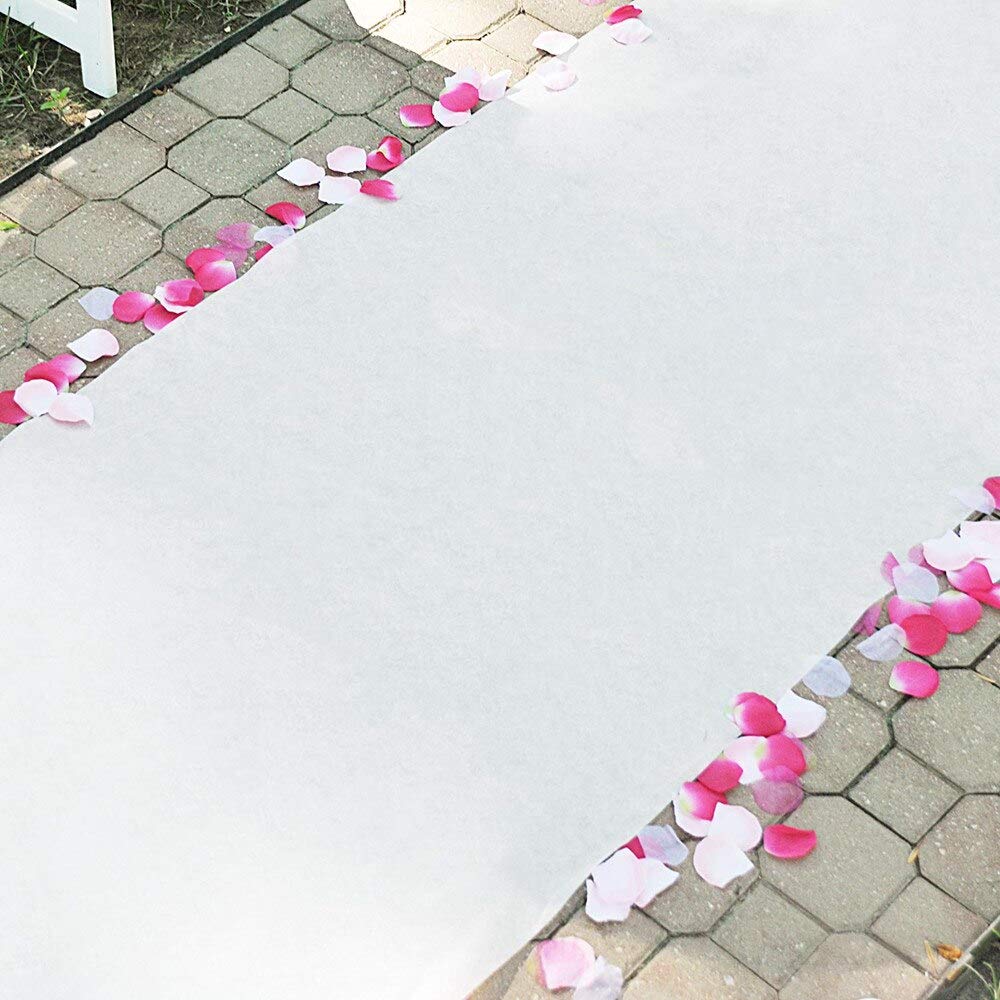 Biały bieżnik do korytarza ślubnego - 100 x 1500 cm dekoracja korytarza na zewnątrz na imprezy i wydarzenia, elegancka dekoracja korytarza na wesela i uroczystości