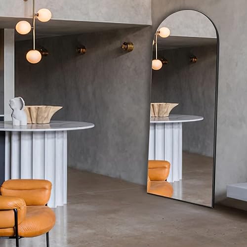 Miniatura 2 de Natsukage Espejo de suelo arqueado de longitud completa, grande, largo, montado en la pared, vestidor para baño/dormitorio/sala de estar, marco de