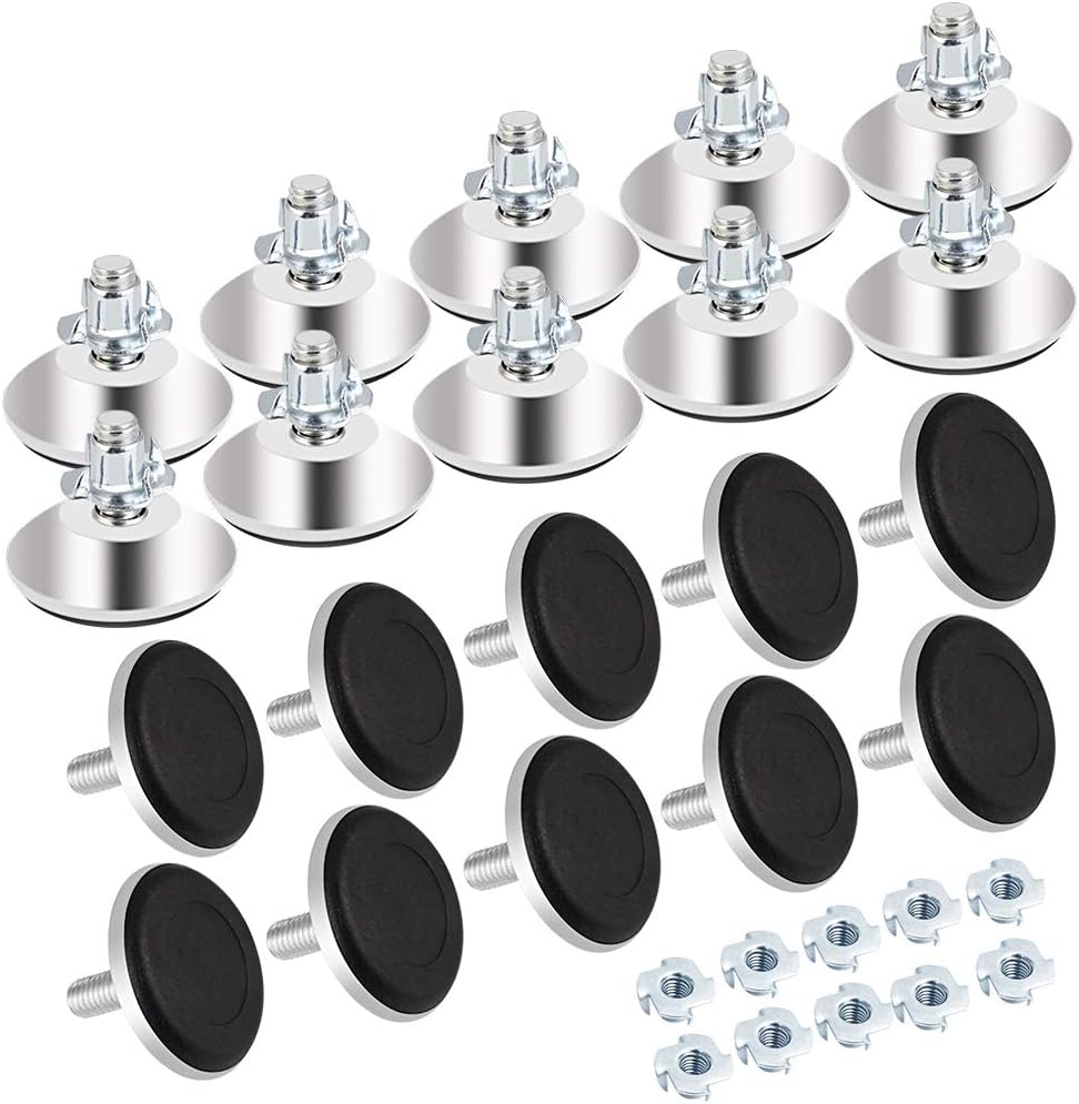 CODIRATO20 Packs Furniture Levelers Adjustable Leveling Glides Foot with T-Nut Pronged - 8 x 40 x 30mm