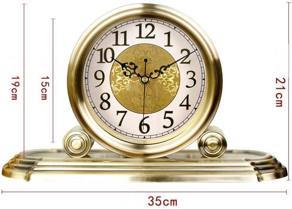 Silent Quality Desk Clock Grandfather Clock, Metal Mute Creative Clock Round Metal Ornaments 35 * 21Cm Mantel Clocks